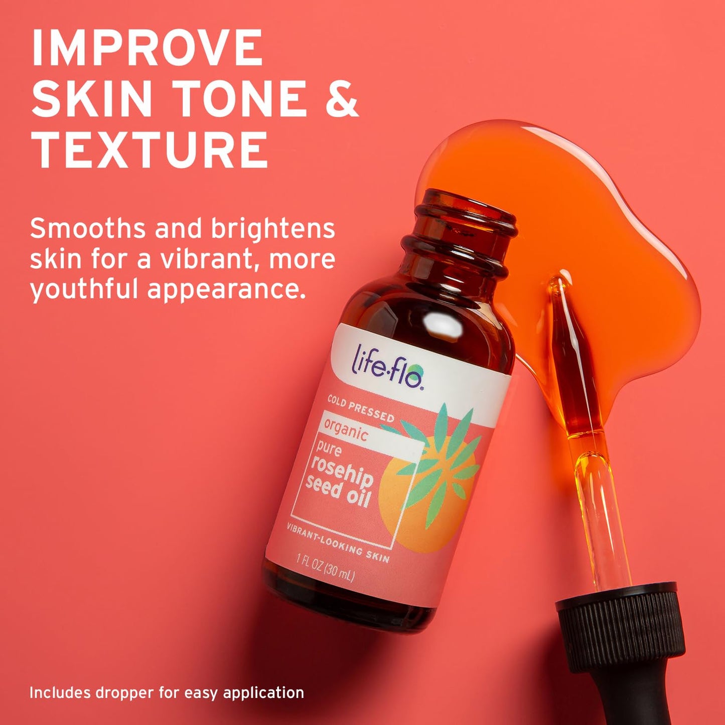 LIFE-FLO Pure Organic Rosehip Seed Oil, Hydrating Face Oil, Dry Skin Care, Cold Pressed from Organic Rose Hips, Rich in Fatty Acids and Vitamin A