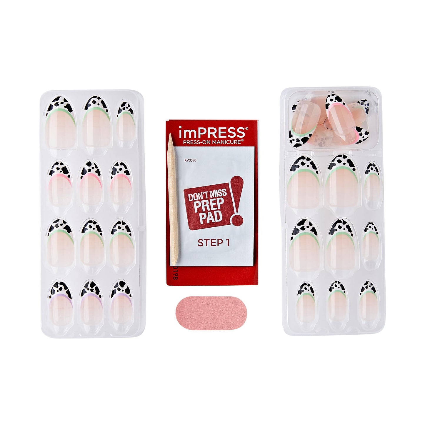 KISS Impress No Glue Mani 30 Pcs Press on Nails, Medium Squoval Design Nail, Black & White Dotted Zebra Animal Print, Simple Peel & Press Easy Apply Beauty & Personal Care KISS