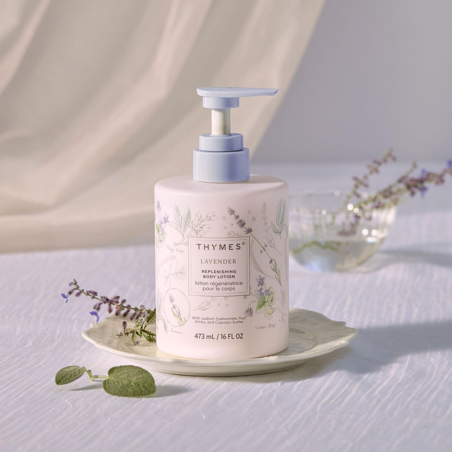 Thymes Large Replenishing Body Lotion - Moisturizing Body Lotion for Dry Skin - Scented with Notes of Velvety Lavender, Warm Rosewood, Fresh Clary Beauty & Personal Care Thymes