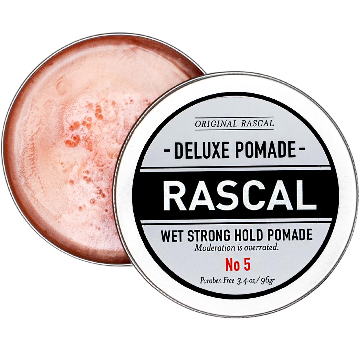 Original Rascal Deluxe Pomade #5 - Hair Paste High Shine w/Strong Hold & Wet Look - Men's Styling Care Solution for All Hair Type - Natural Made