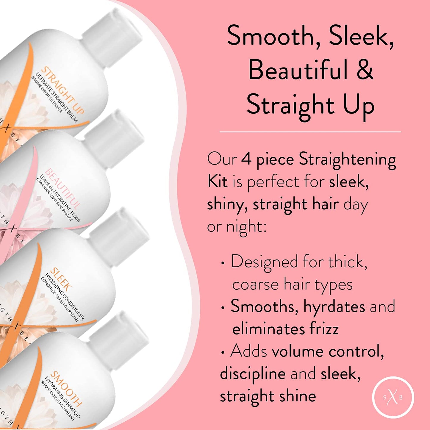Strength x Beauty 4 pc. Keratin Infused Straightening Kit | Thick, Coarse or Curly Hair