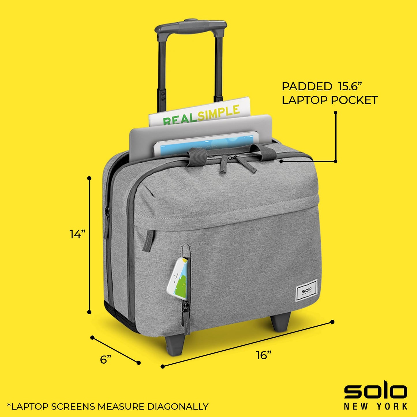 Solo New York Underseat Rolling Catalog Case - Roller Laptop Bag with Wheels, Wheeled Briefcase for Women & Men, Carry On Size for Travel, Fits 15.6"