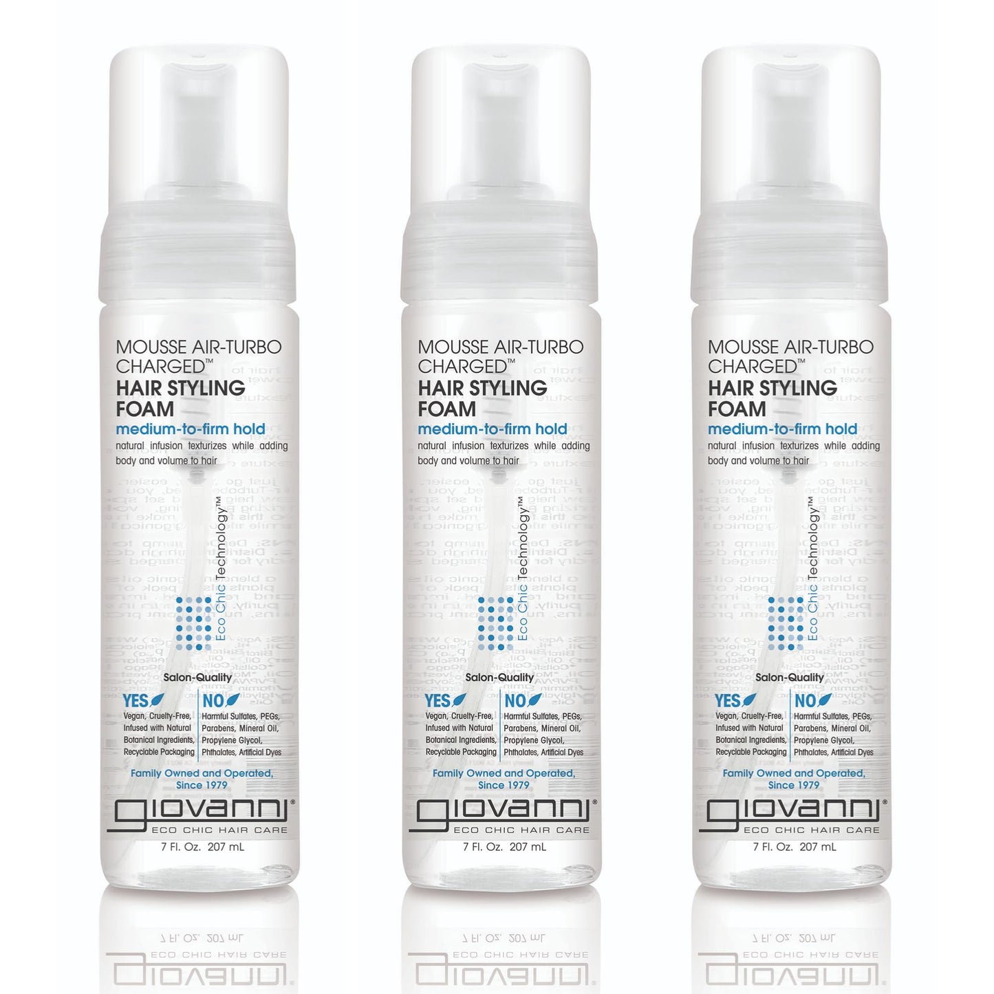 GIOVANNI Mousse Air-Turbo Charged, Hair Styling Foam - Lightweight for Natural Curls, Medium to Firm Hold, Add Texture & Shine, Curly Hair Products