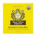Moon Valley Organics Herbal Lotion Bar in Lemon Vanilla, Moon Melt Bar, Calendula and Comfrey, Beeswax, Heal and Restore Chapped Skin, Soothing
