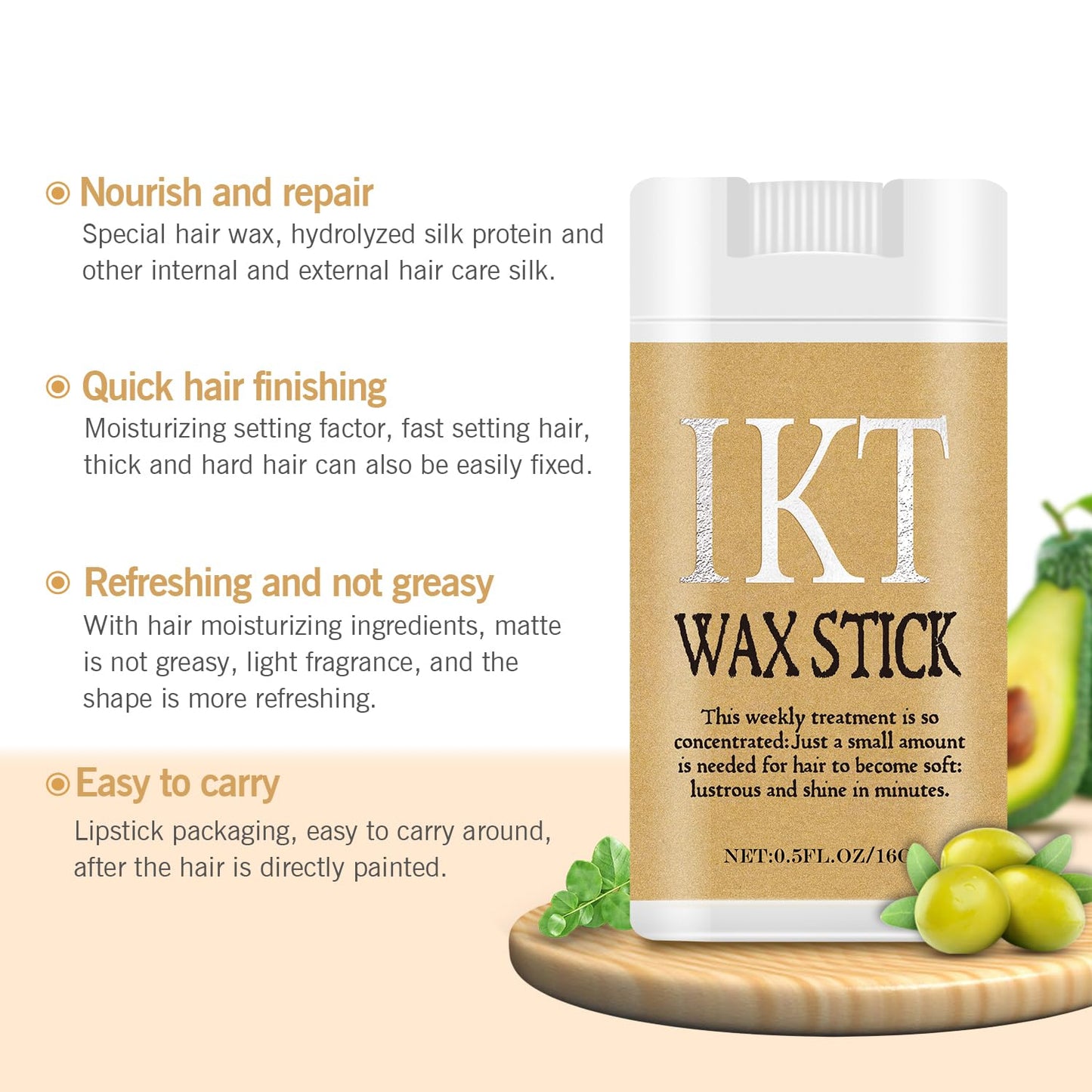 Shiyalan IKT Coconut Hair Wax Stick, Hair Wax Stick for Wigs, Strong Hold Non-greasy Styling Hair Pomade Stick Beauty and Personal Care Shiyalan