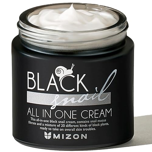 MIZON Black Snail All in One Cream Intensive Korean Skin Care Facial Moisturizer with Snail Mucin Extract (2.54 fl oz)