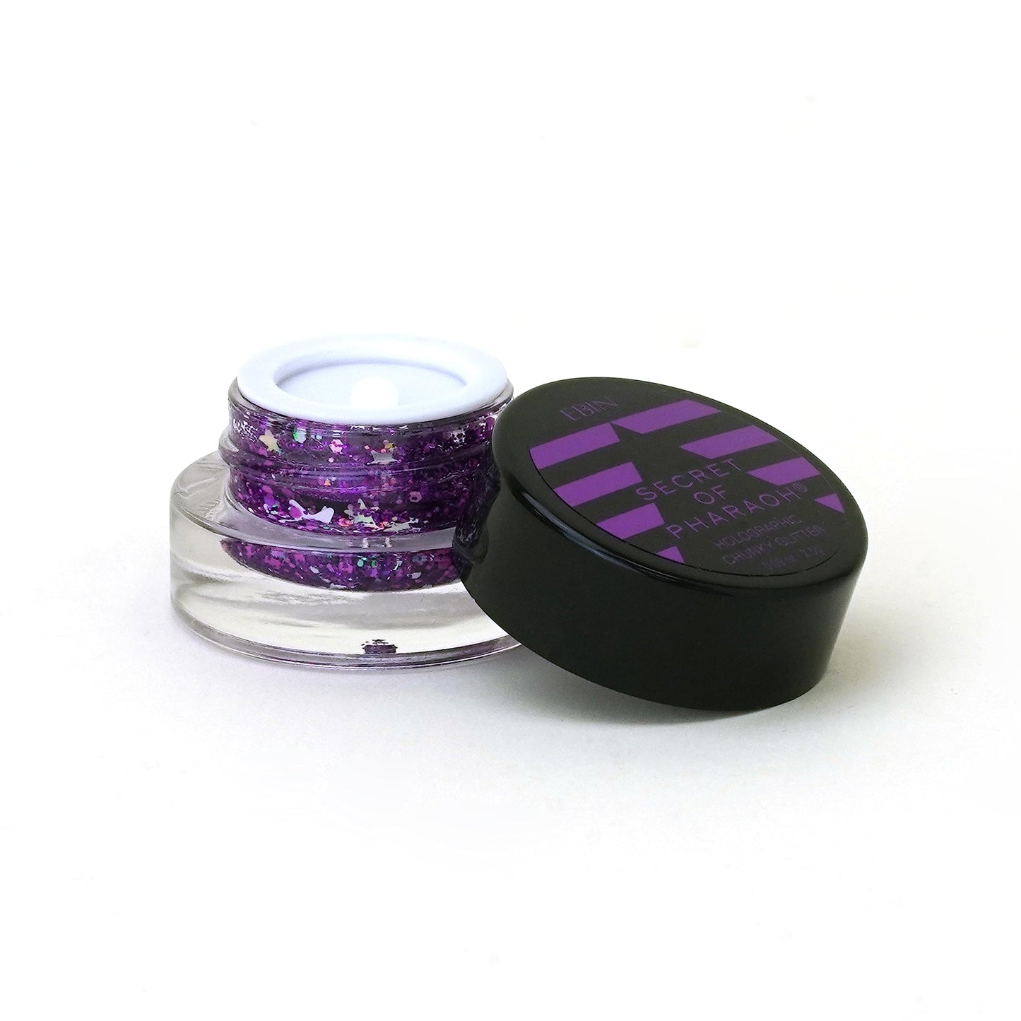 Secret of Pharaoh Holographic Chunky Glitter Gel for Face, Body, Hair - Purple Sparkle | Vibrant Colores, Festival and Party Makeup - Versatile