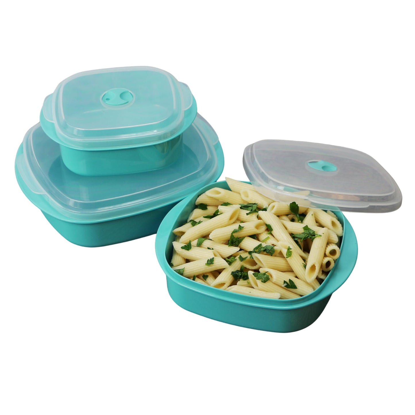 Reston Lloyd Calypso Basics Microwave Cookware, Steamer and Storage Set, Turquoise, Multiple Sizes, 6-Piece