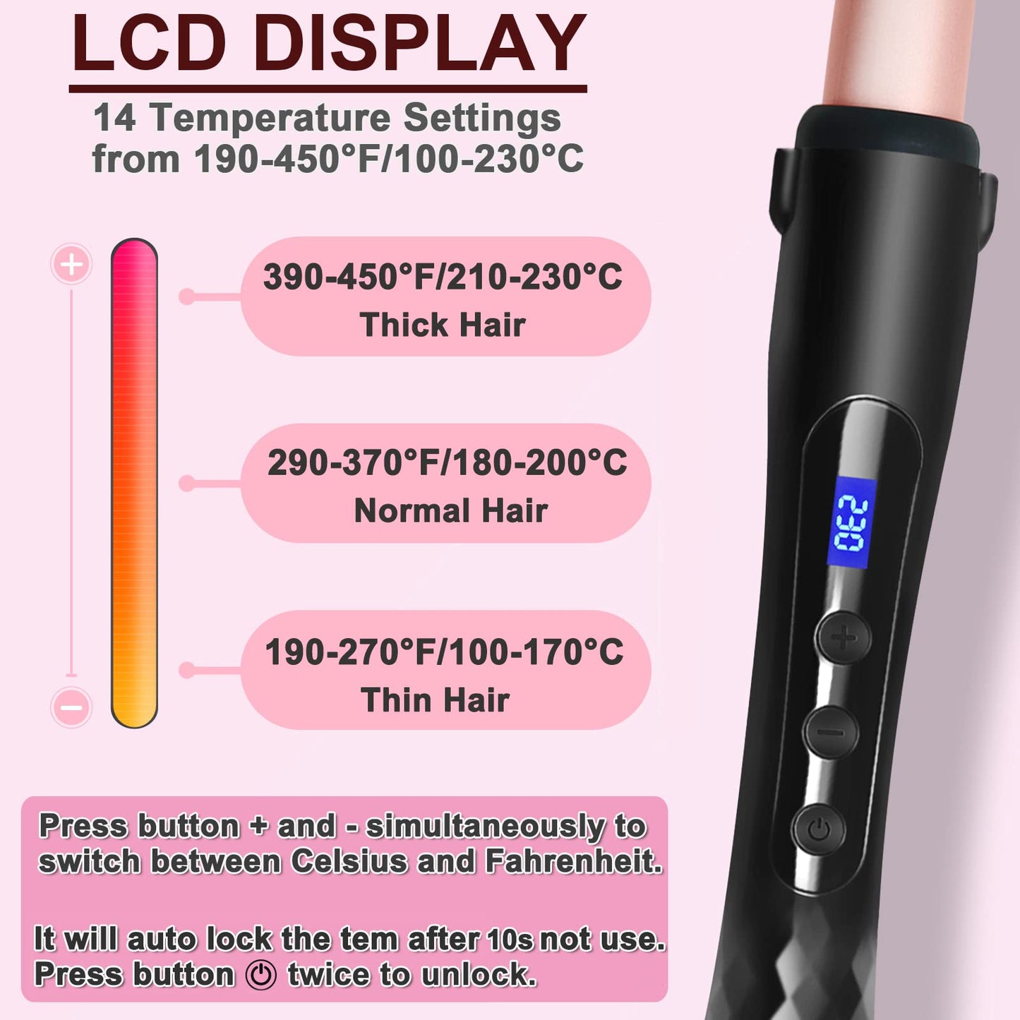 Hair Curling Wand, 1/2-1 Inch Tapered Curling Iron for All Hair Types, Professional Ceramic Hair Curler Wand with Adjustable Temperature 190-450?