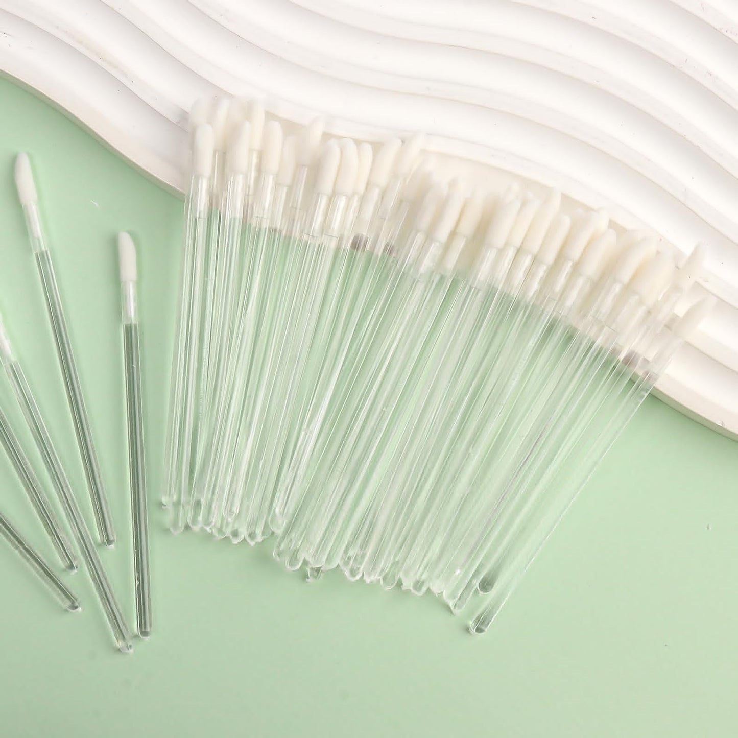 300 Pieces Disposable Lip Brushes Premium Lipstick Gloss Wands Applicator Makeup Tool Kits, Clear Handle