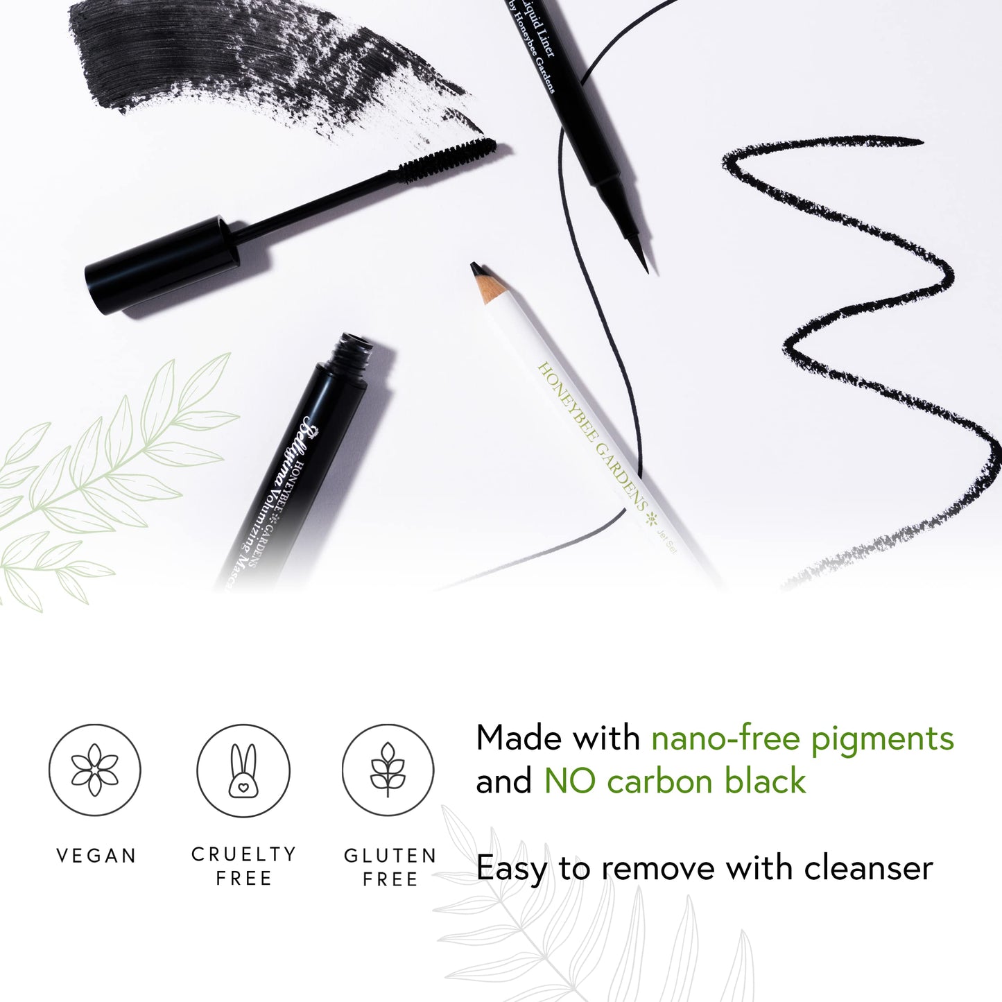 Honeybee Gardens ProTip Clean Liquid Liner, Black, Nano-Free Pigments, Long-Wearing, 0.034 fl oz