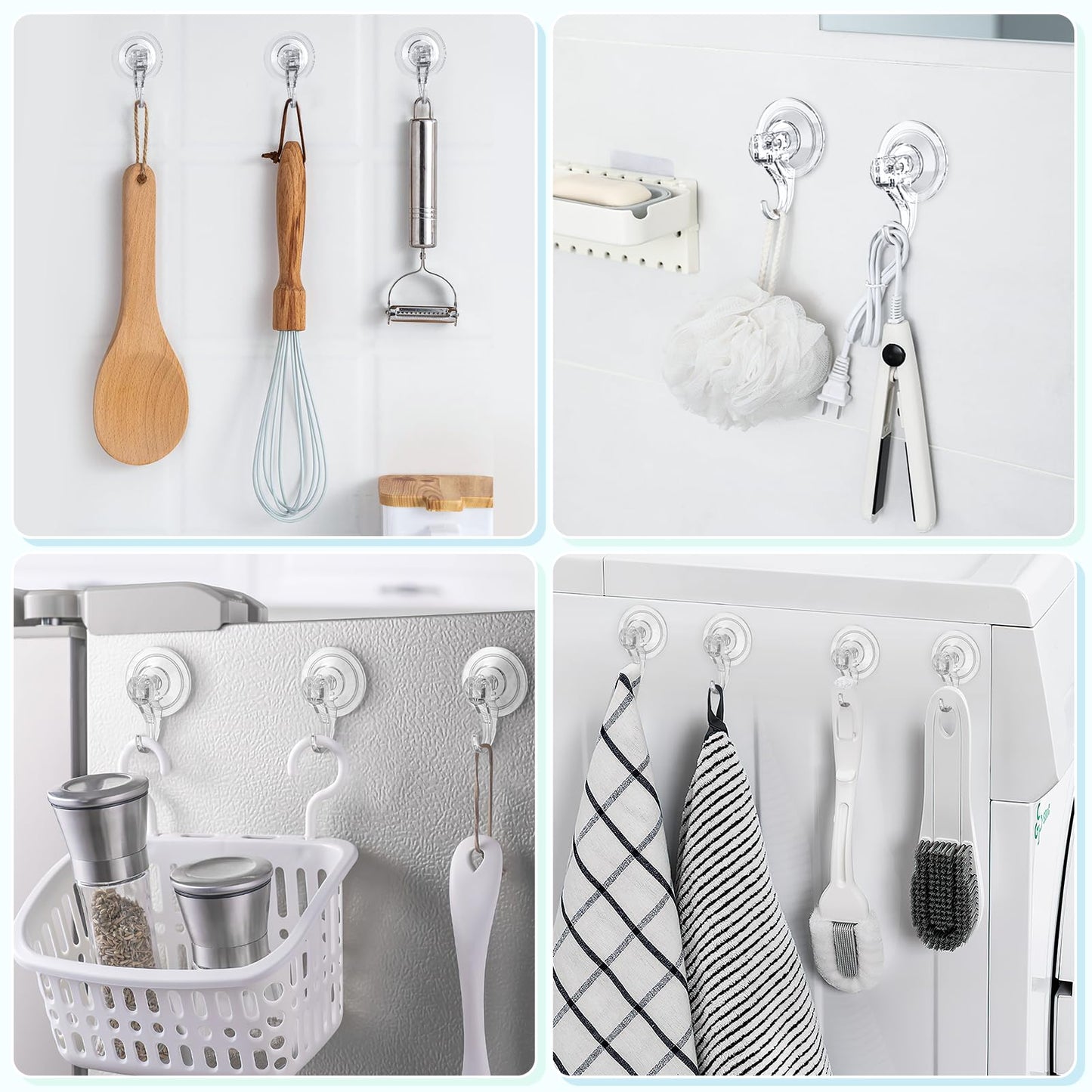 VIS'V Suction Cup Hooks, Small Shower Suction Hooks, Heavy Duty, Removable and Reusable, Clear, 2 Pcs