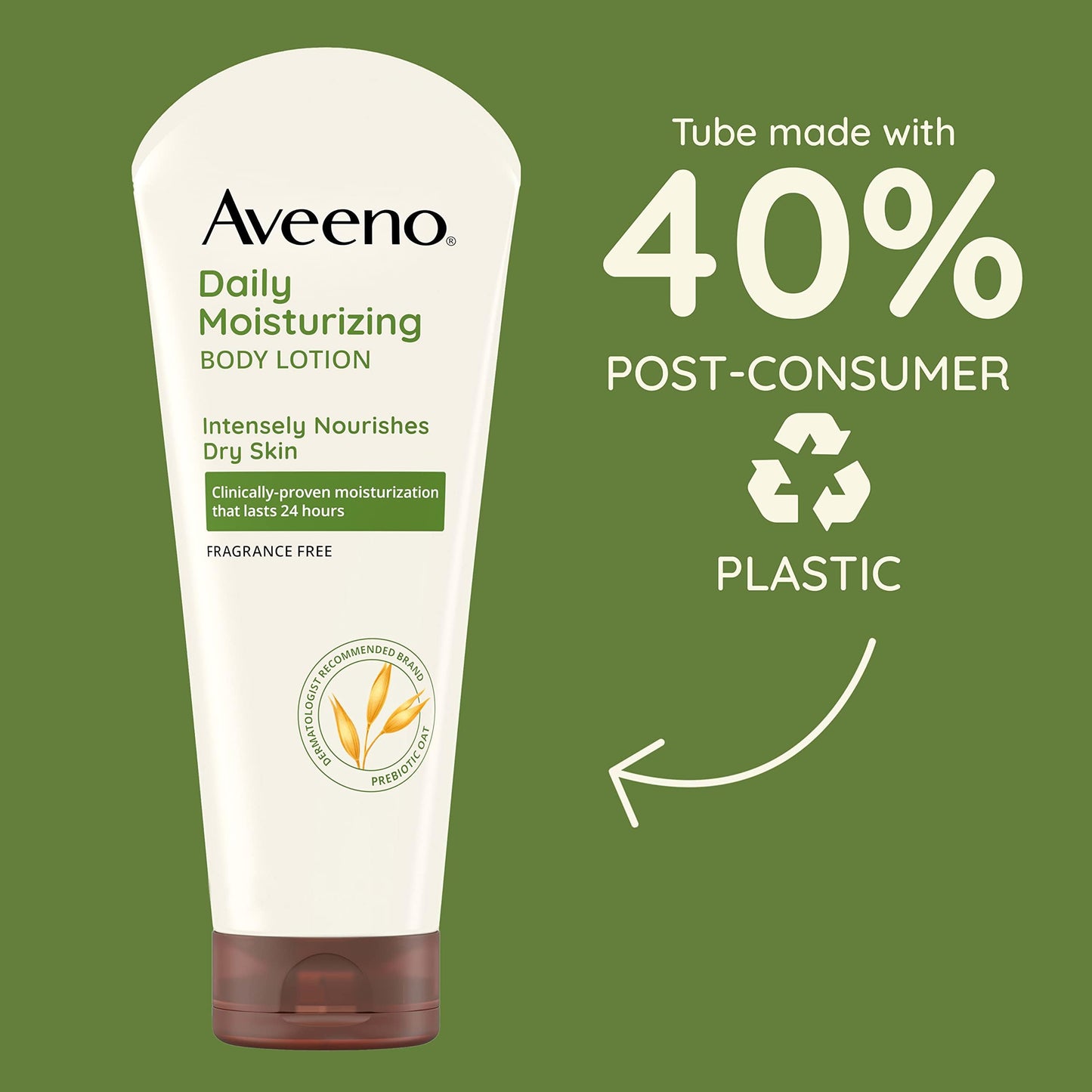 Aveeno Daily Moisturizing Body Lotion with Soothing Prebiotic Oat, Gentle Lotion Nourishes Dry Skin With Moisture, Paraben-, Dye- & Fragrance-Free