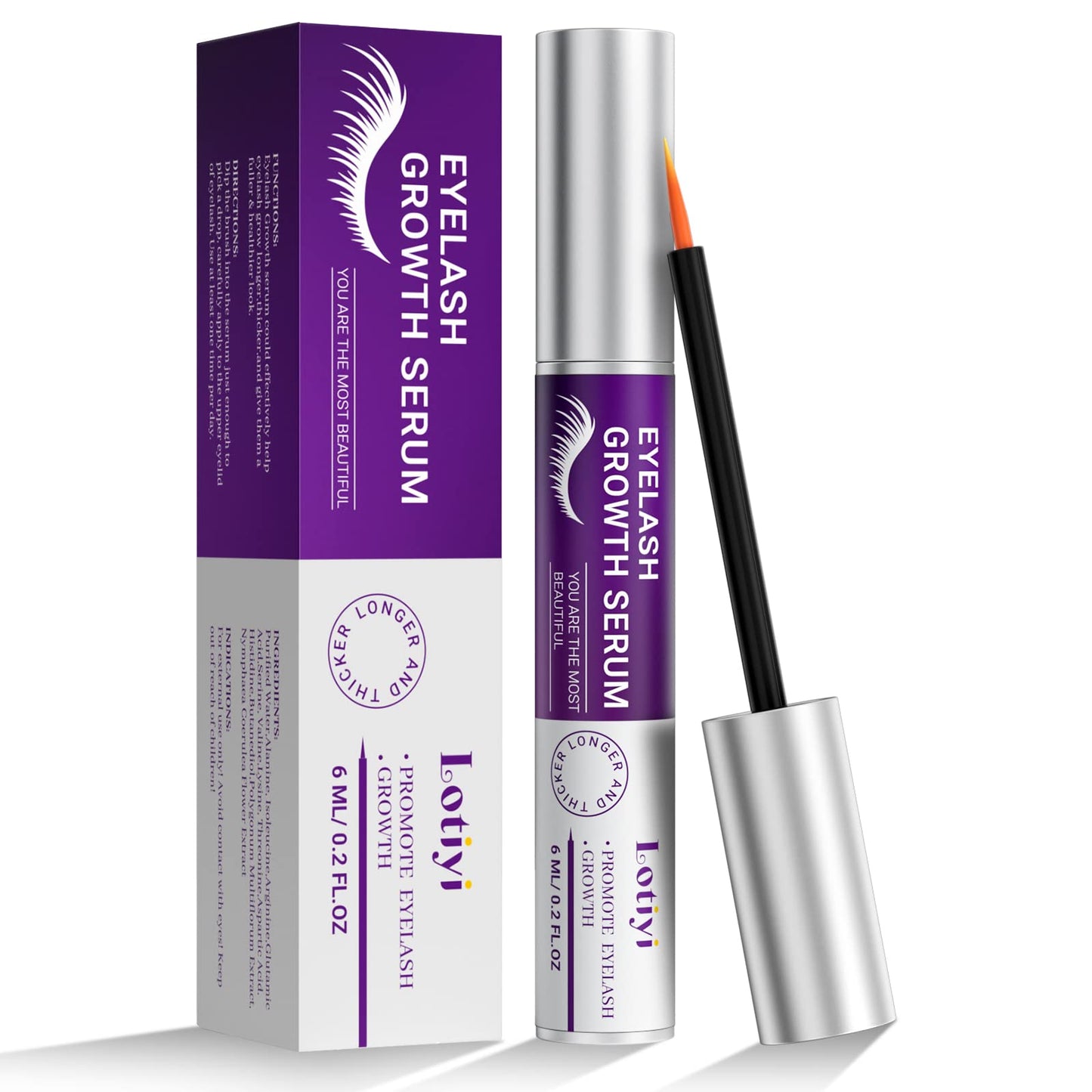 LOTIYI Eyelashes Growth Serum -6ml Eyelash Growth Serum for Natural Lashes & Extensions & Eyebrows, Thicker, Fuller & Longer Looking