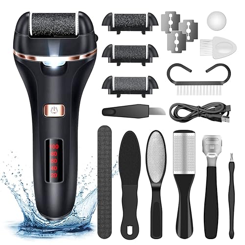 Electric Callus Remover for Feet,Rechargeable Foot File Hard Skin Remover,Waterproof 14 in1 Professional Pedicure Kit for Cracked Heels &Dead