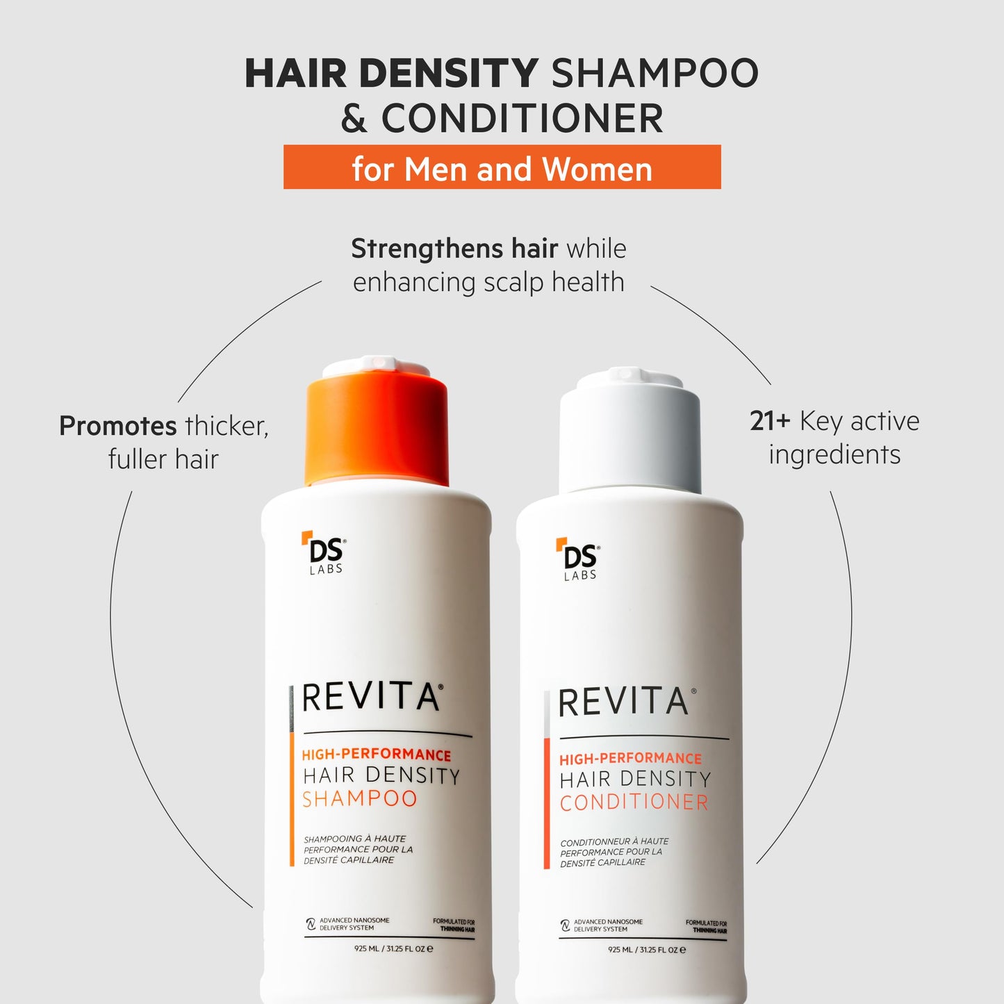 DS Labs For Men & Women Revita Shampoo & Conditioner Kit - Two-Step Scalp Care System for Fuller-Looking, Volumized Hair, Lightweight Hydration