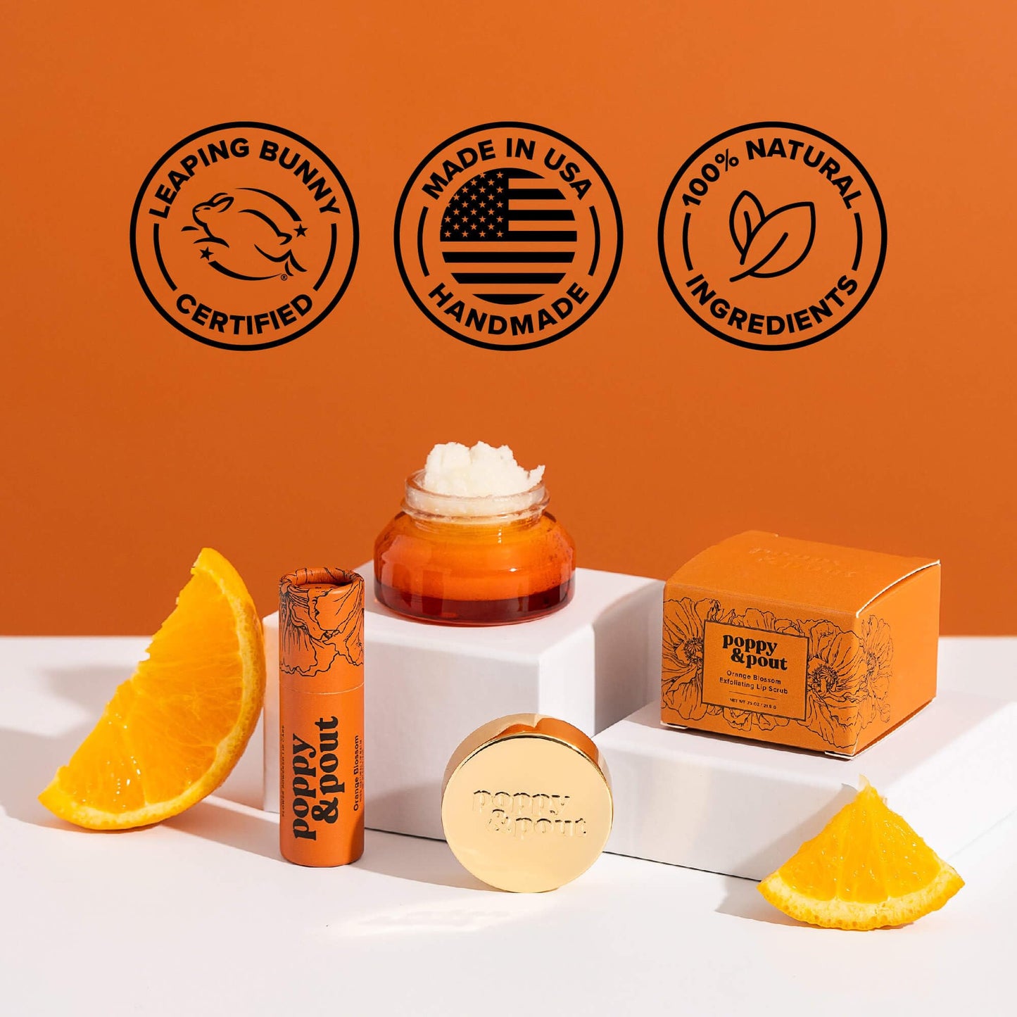 Poppy & Pout Orange Blossom Jumbo Lip Balm | All Natural Lip Balms & Moisturizers | Hydrates with Beeswax, Vitamin E, Organic Coconut Oil |