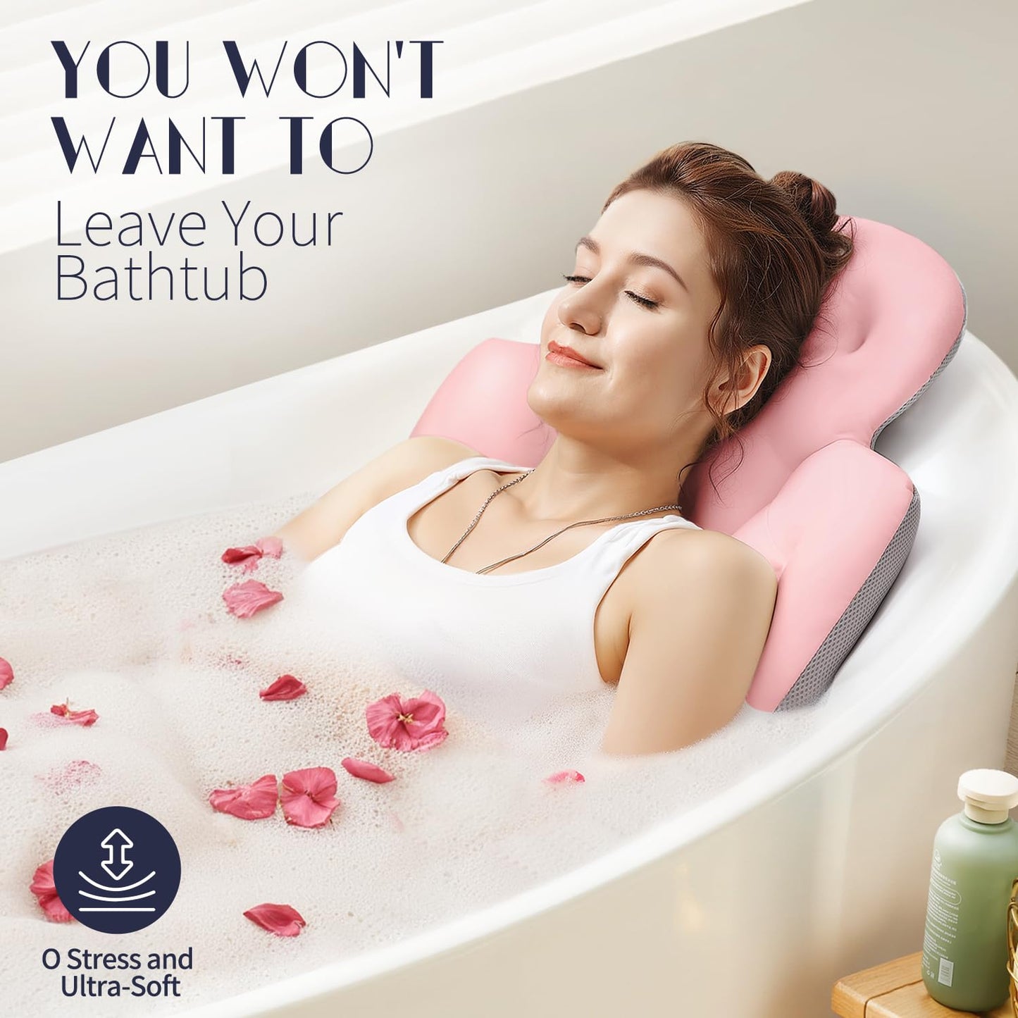 Full Body Bath Pillow for Bathtub, Thick Bathtub Cushion, Luxury Tub Pillow for Bath for Headrest Neck and Back Support Pink 56" x 16" Beauty and Personal Care VOXOR