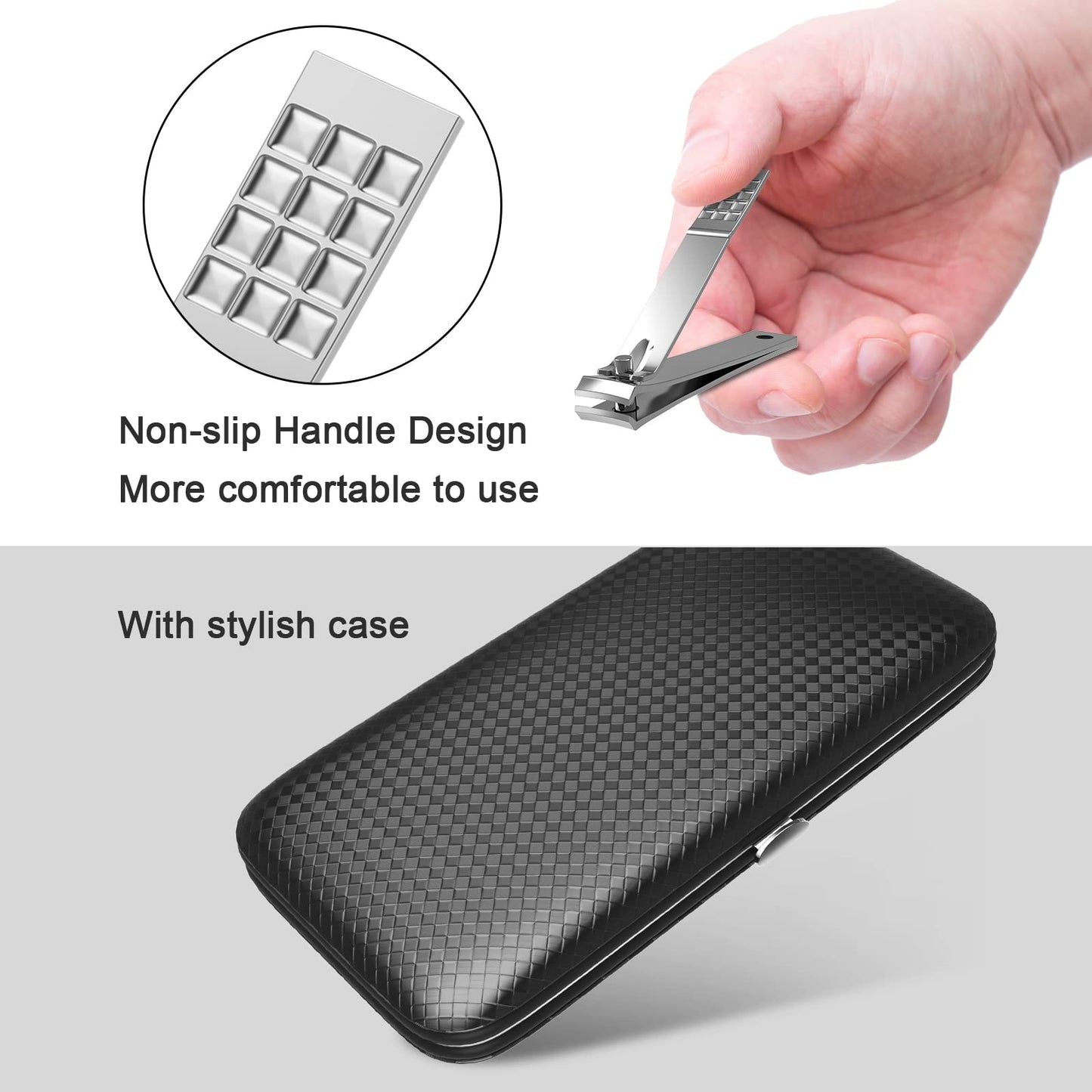 Tseoa Manicure, Pedicure Kit, Nail Clippers, Professional Grooming Kit, Nail Tools with Luxurious Travel Case, Set of 12 … (nail clippers 12pcs)