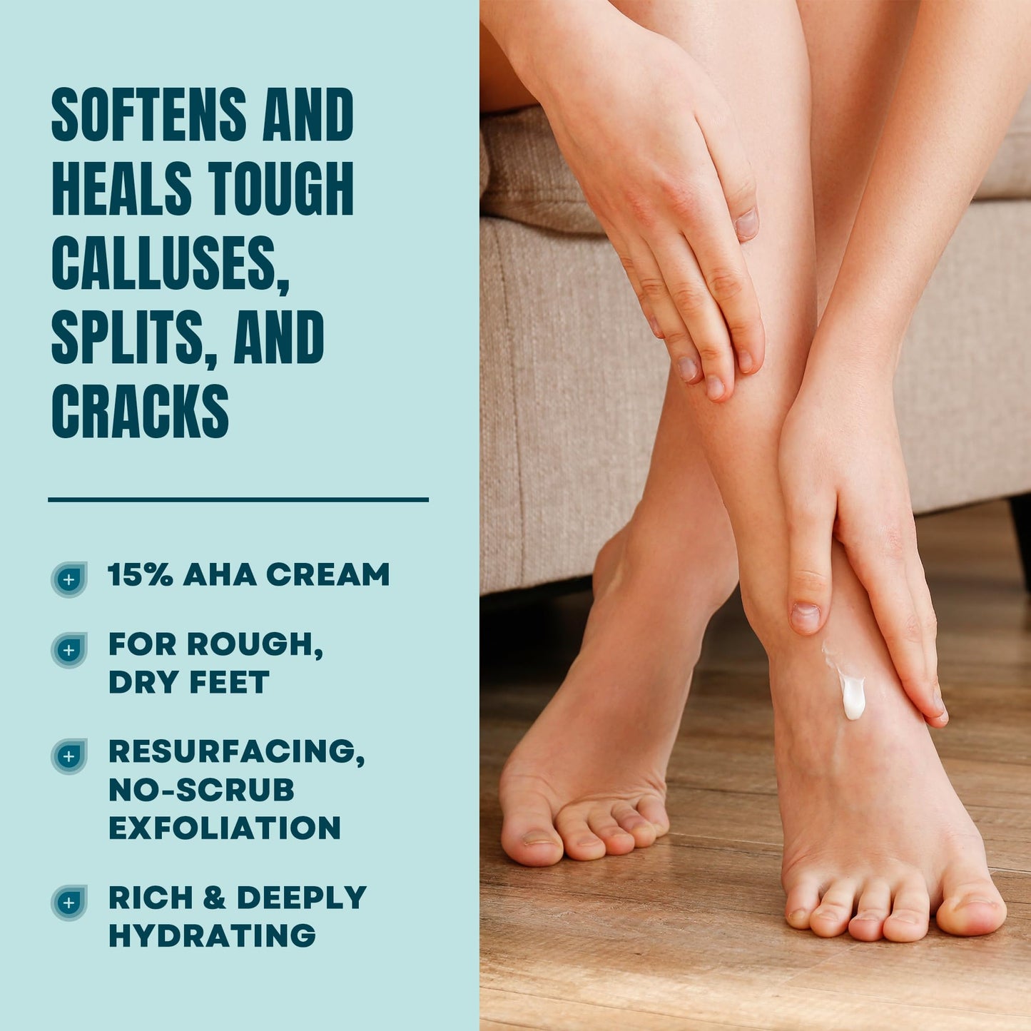 AmLactin Foot Repair Cream - Therapeutic Foot Cream for Dry Cracked Heels and Feet - Callus Softener - No-Scrub Exfoliator and Moisturizer with 15%