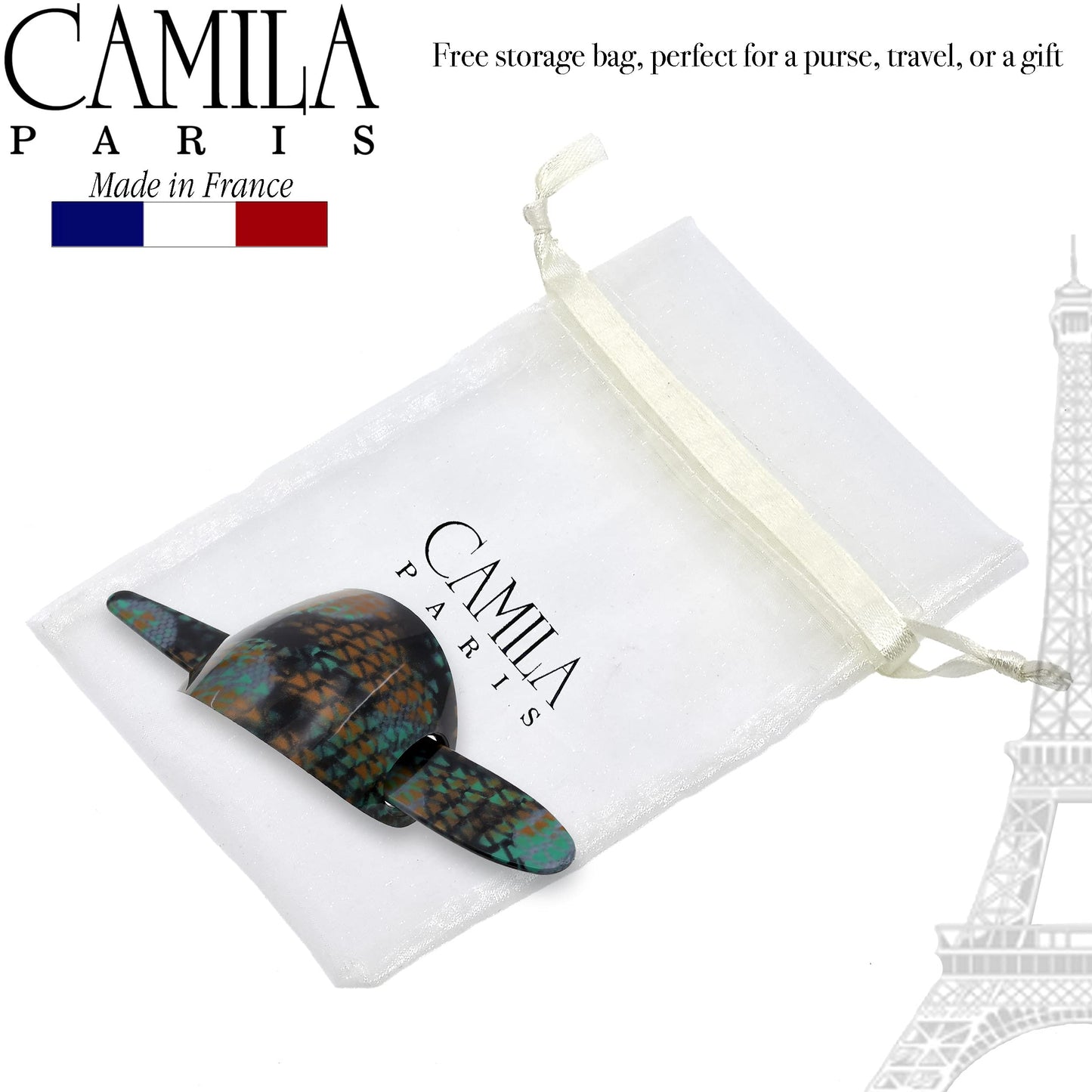 Camila Paris CP3243 French Hair Bun Holder Cover Cap Hair Updo, Turquoise, Hair Pin Thru, Strong Hold Grip Hair Clips for Women, No Slip and Durable