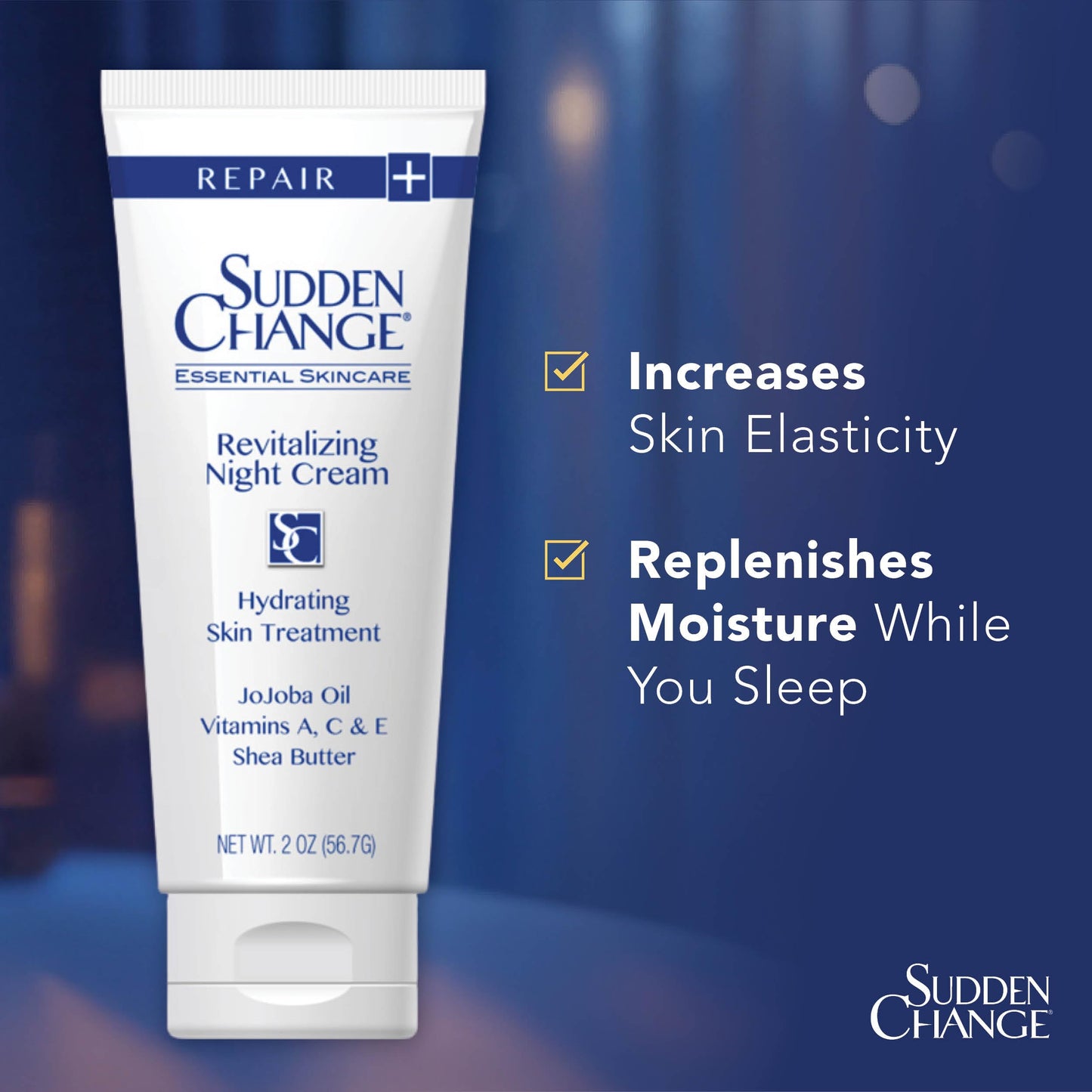 Sudden Change Revitalizing Night Cream - Face Lotion For Deep Wrinkles - Clinically Proven & Recommended By Professionals - Collagen & Elastin Booster