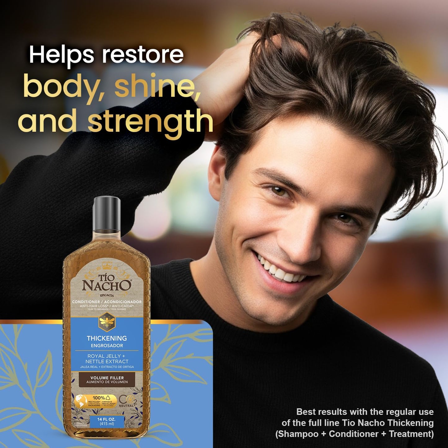 Tio Nacho Thickening Conditioner with Royal Jelly and Natural Extracts - Hair Loss Conditioner for Men and Women - Volumizing Formula for Fine