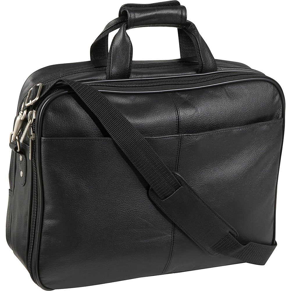 Black Leather Laptop Softside Briefcase (#48)
