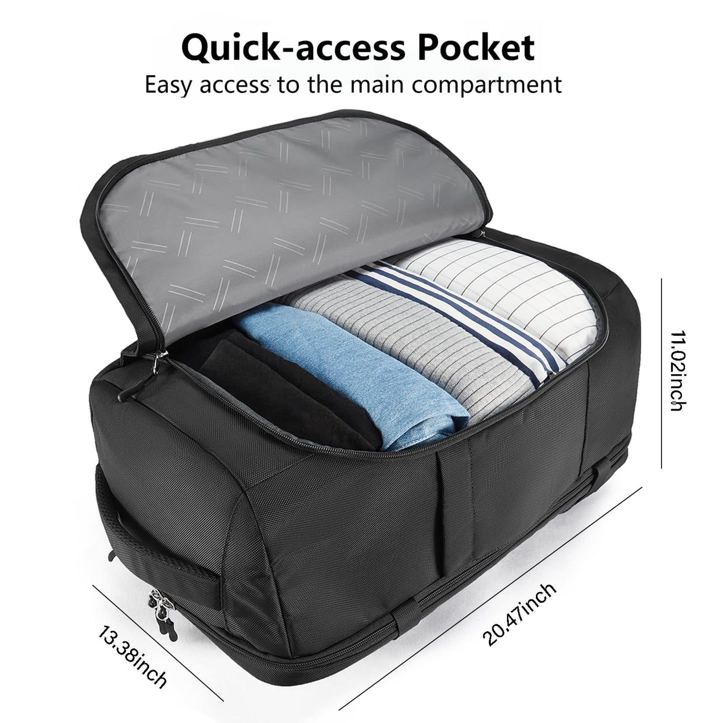 GHERSON Travel Backpack For Air Travel,Durable Large 40L TSA Flight Approved Carry-on Luggage Hand,Water Resistant Business Rucksack,Weekender Bag Daypack,Fits 17.3 Inch Laptop