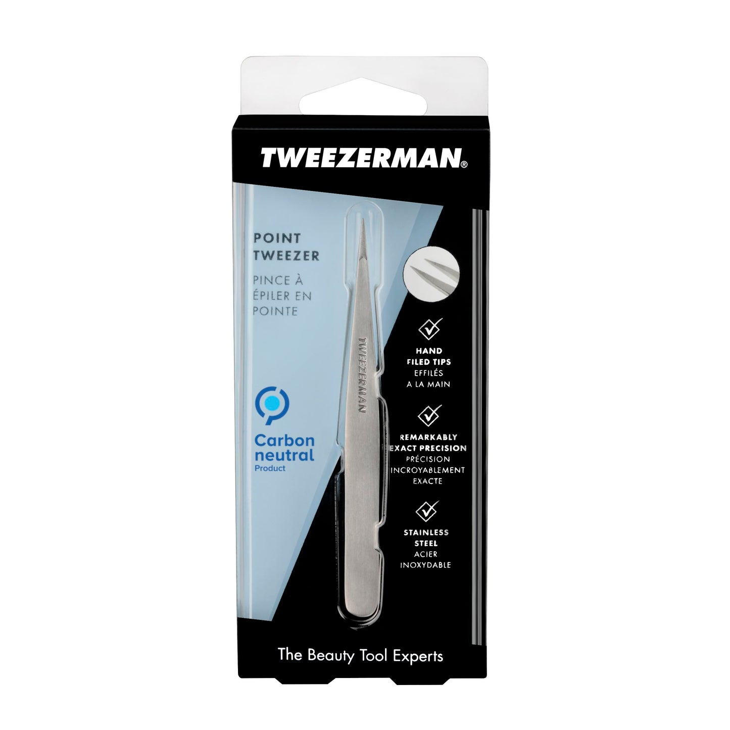 Tweezerman Steel Point Tweezer, Silver, 2 x 6 inches, Modern, Professional Quality for Eyebrow Precision, Facial and Ingrown Hair Removal Beauty and Personal Care Tweezerman
