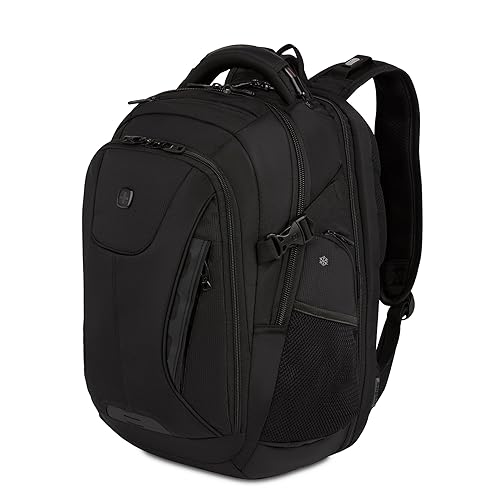 SwissGear Travel Tech Elite Laptop Backpack - Fits Laptops up to 16” - ScanSmart TSA-Friendly Backpack with USB Port, Shoe Compartment & Organizer Pockets - Black