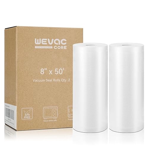 Wevac Vacuum Sealer Bags 8x50 Rolls 2 pack for Food Saver, Seal a Meal, Weston. Commercial Grade, BPA Free, Heavy Duty, Great for vac storage, Meal…