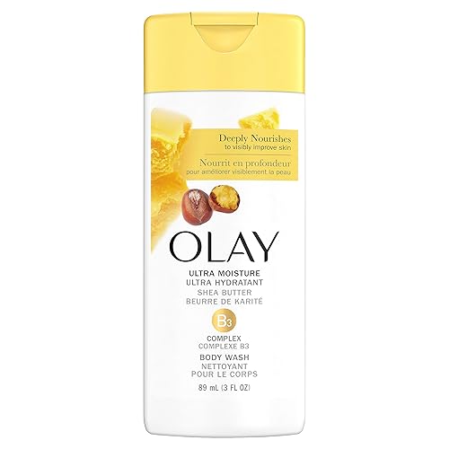 Olay Ultra Moisture Body Wash for Women, Shea Butter Scent, Travel Size, 3 oz (Pack of 3)