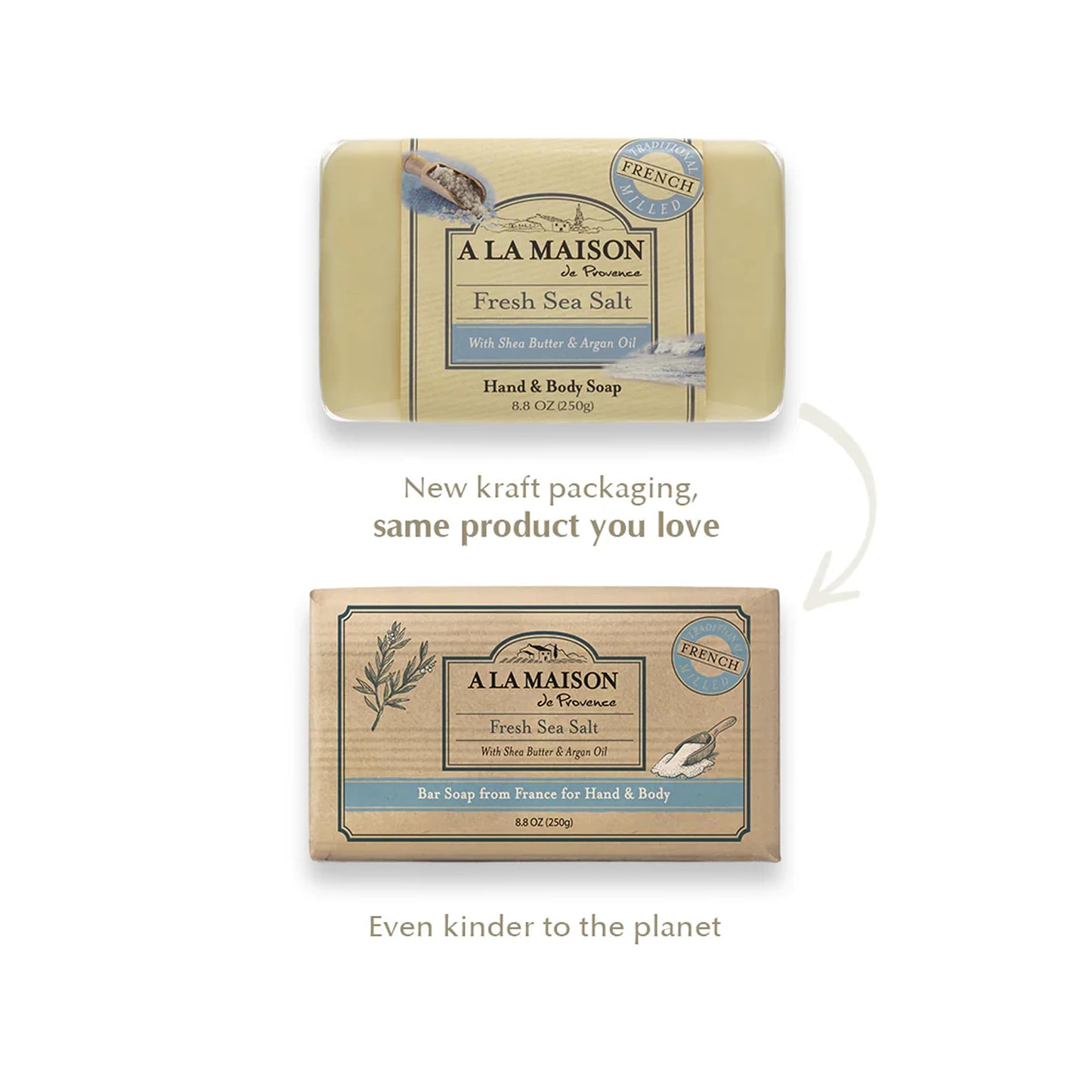 A La Maison Fresh Sea Salt Bar Soap 8.8 oz. | 3 Pack Triple French Milled All Natural Soap | Moisturizing and Hydrating For Men, Women, Face and Body Beauty & Personal Care A LA MAISON