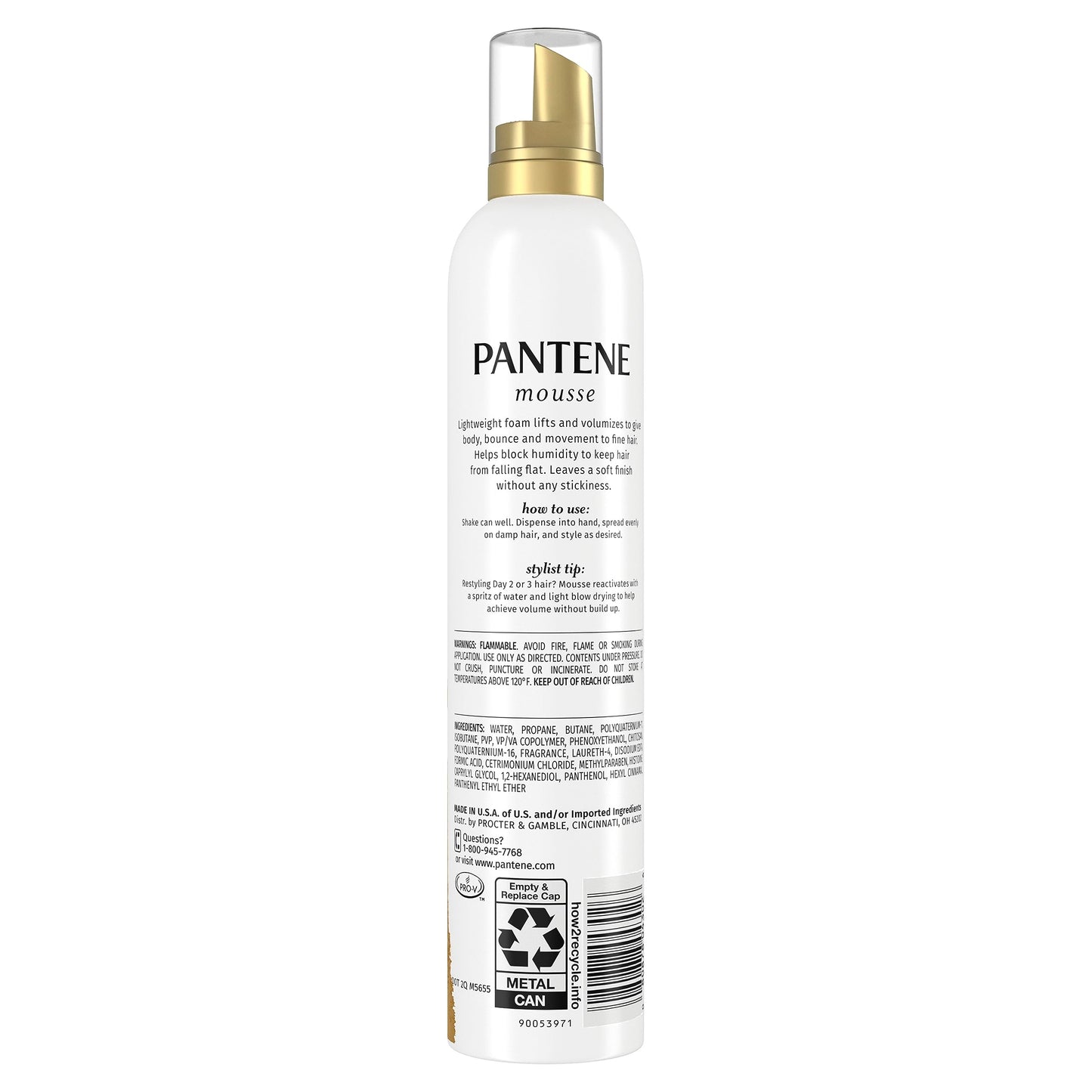 Pantene Pro-V Volume Body Boosting Mousse to Boost Fine, Flat Hair for Maximum Fullness, 6.6 oz