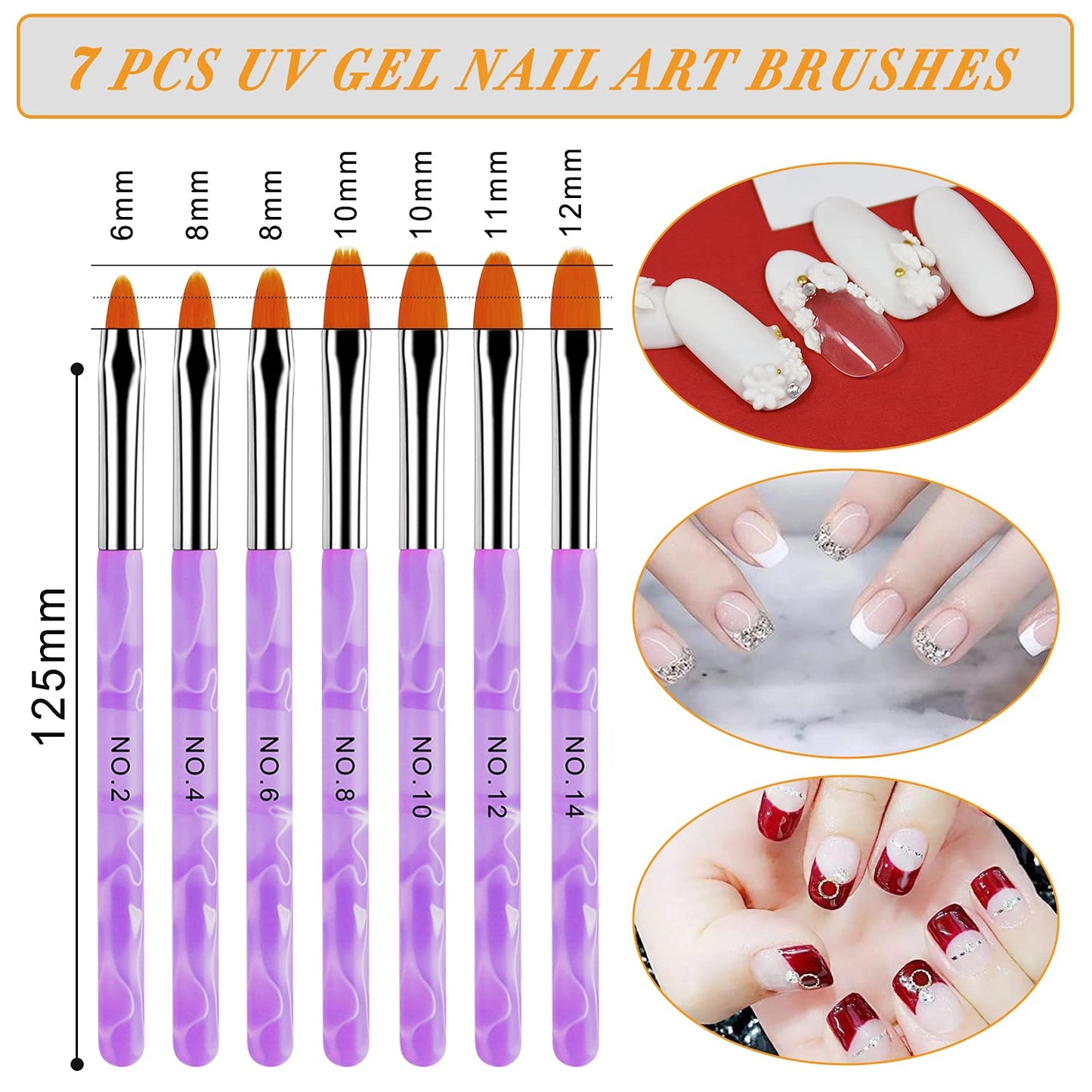 AROIC 28 Pcs Acrylic Nail Brush Set Including 7 Pcs UV Gel Nail Art Brushes, 6 Pcs 3D Nail Extension Brush, 5Pcs Double Ended Dotting Nail Pen