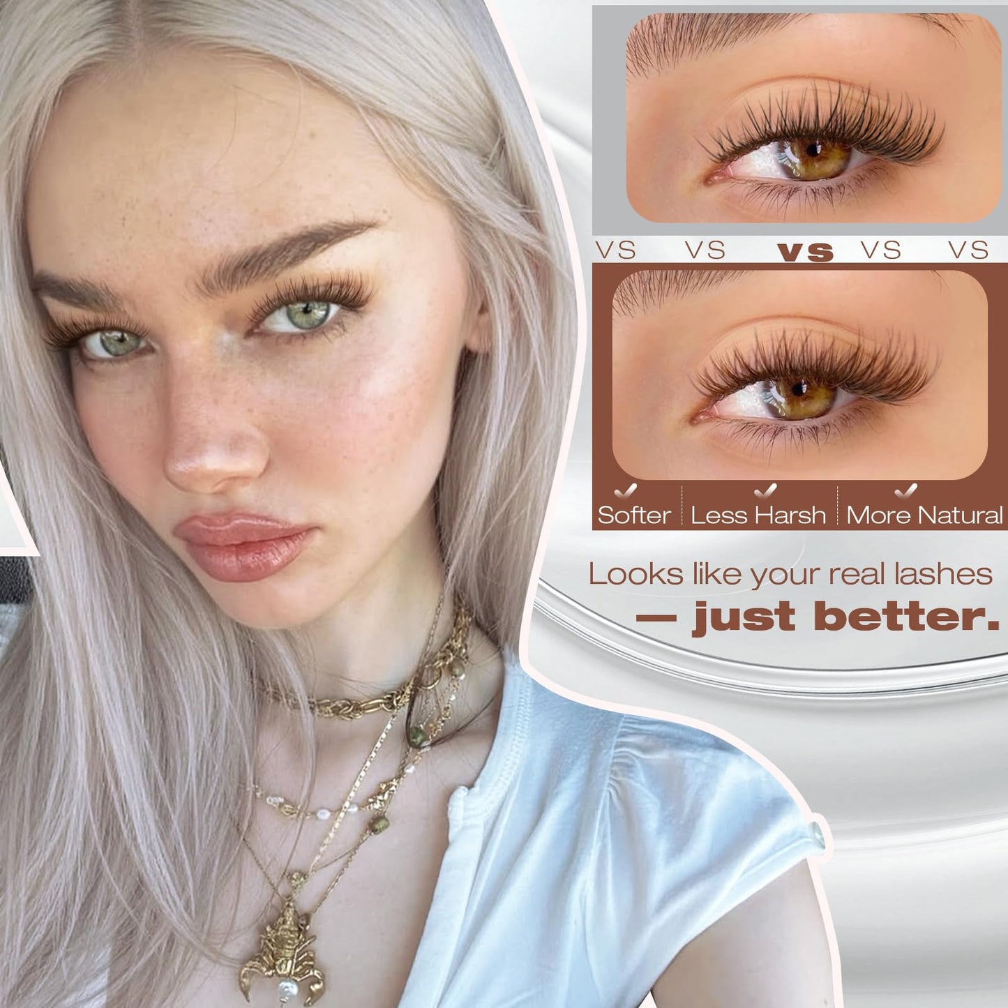 Brown Lash Clusters Natural Velour Eyelash Clusters 8-14mm Wispy Individual Lashes Light Brown Cluster Lashes CC Curl Lashes Clusters with Wide Band Beauty and Personal Care Yawamica