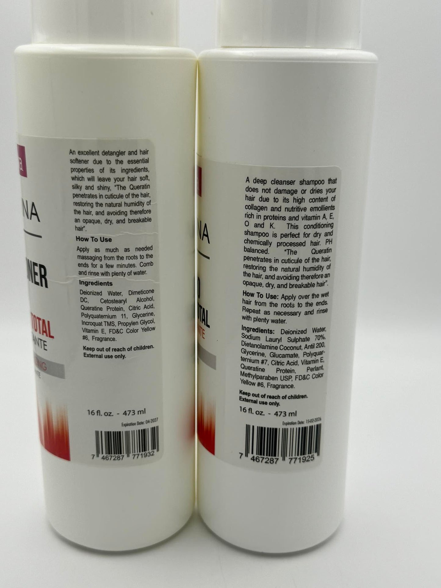 Atractiva Keratina Fix Shampoo y Acondicionador Balsamo Reparacion Total Super Hidratante Set 16 fl. oz. Each