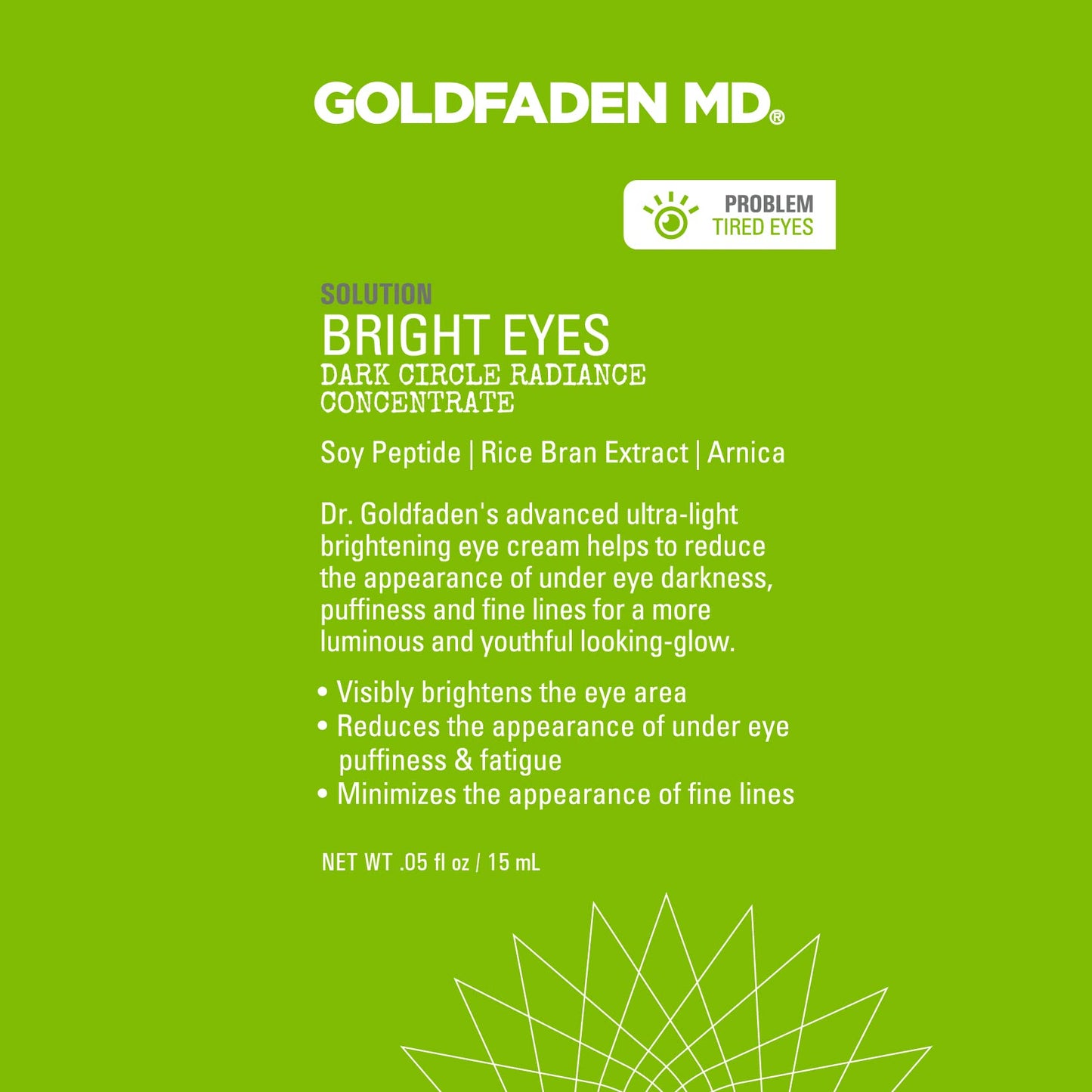 Bright Eyes Dark Circle Concentrate Brightening Eye Cream w/ Soy Peptide, Rice Bran Extract & Arnica | May Reduce Under Eye Darkness, Puffiness & Fine