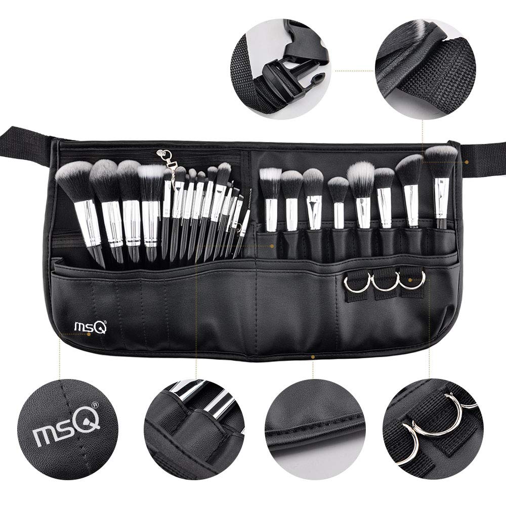 MSQ Makeup Brushes Set 29pcs Professional Cosmetics Brushes with Belt Waist Makeup Bag (Foundation, Powder, Creams, Liquids & Eye Brushes)