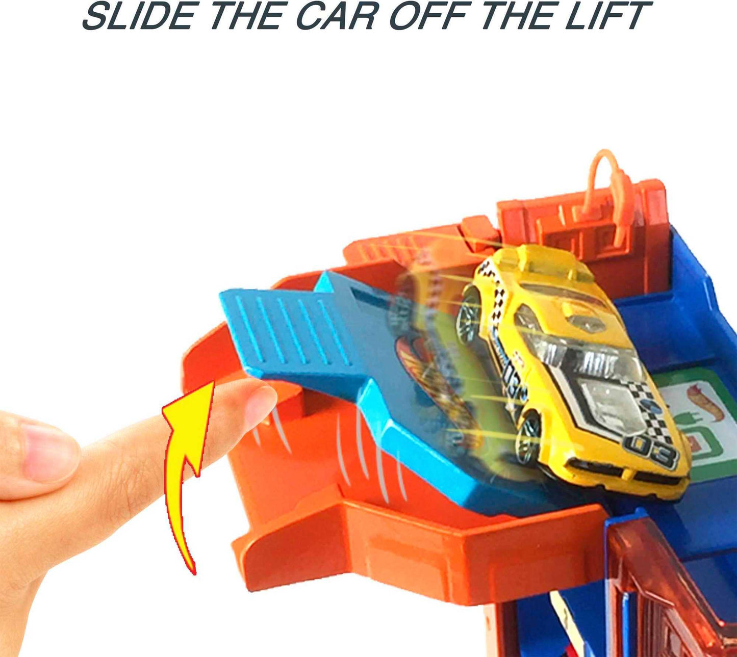 Hot Wheels City Toy Track Set, Downtown Car Park Playset with 1:64 Scale Vehicle, 4 Levels, Working Lift & Exit Chute