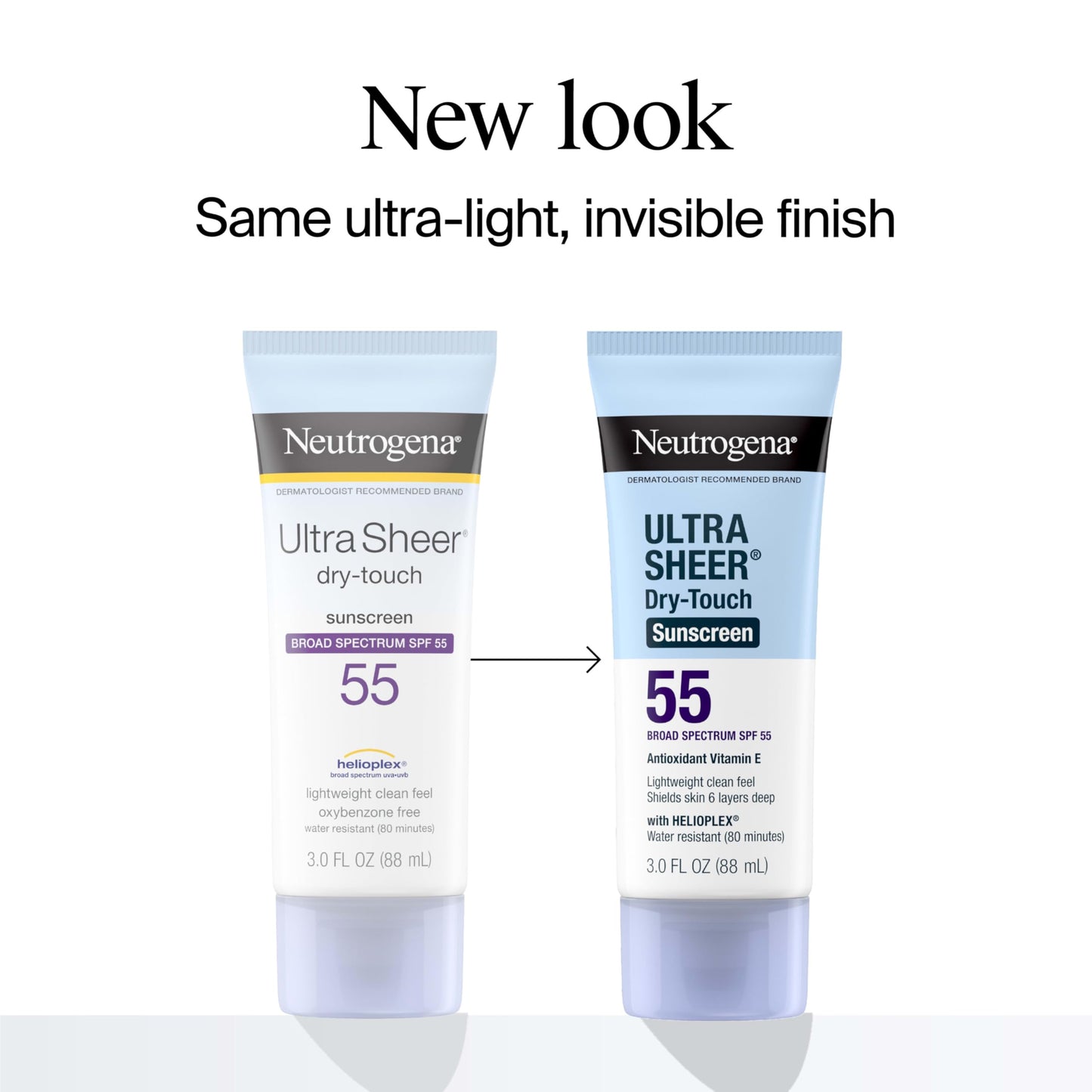 Neutrogena Ultra Sheer Dry-Touch Sunscreen SPF 55 for Face & Body, Lightweight Non Greasy Broad Spectrum UVA/UVB Protection, No White Cast, Water