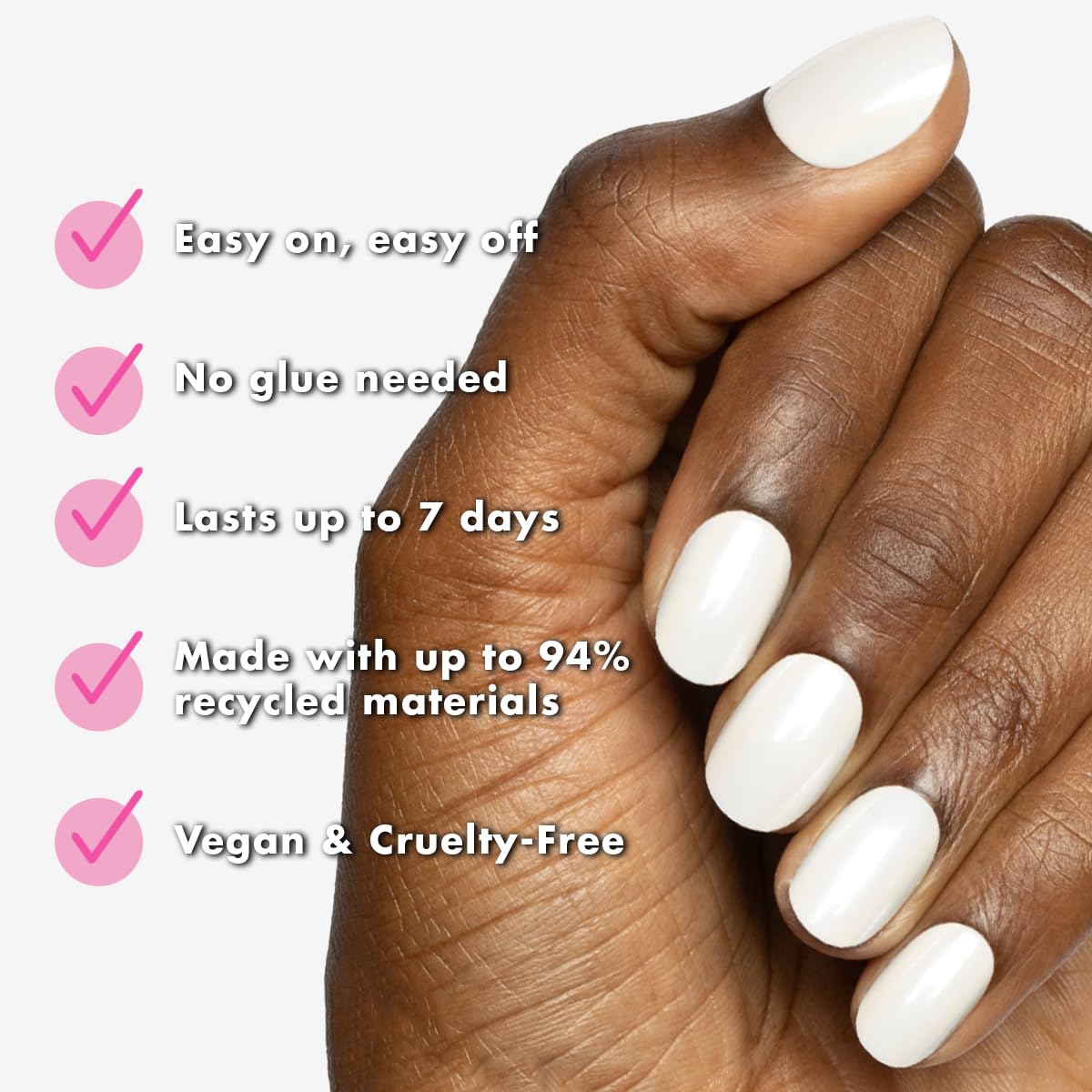 Olive & June Effects Super Stick Mani Press On Nails | Extra Short Round | No Glue Needed | 32 Tab Nails in 16 Sizes | Non-Toxic Tabs | Easy On-Off Beauty & Personal Care Olive & June