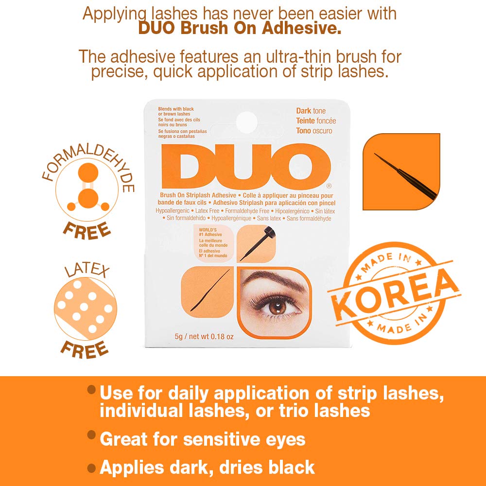 Duo Brush-On Striplash Adhesive Dark Tone 0.18 Ounce (5.3ml) (6 Pack)
