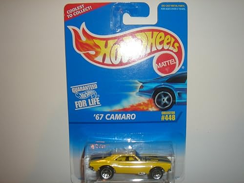 Hot Wheels - '67 Camaro (Chevrolet) - Collector #448 - Yellow Body Color - 5 Hole Wheels - Malaysia