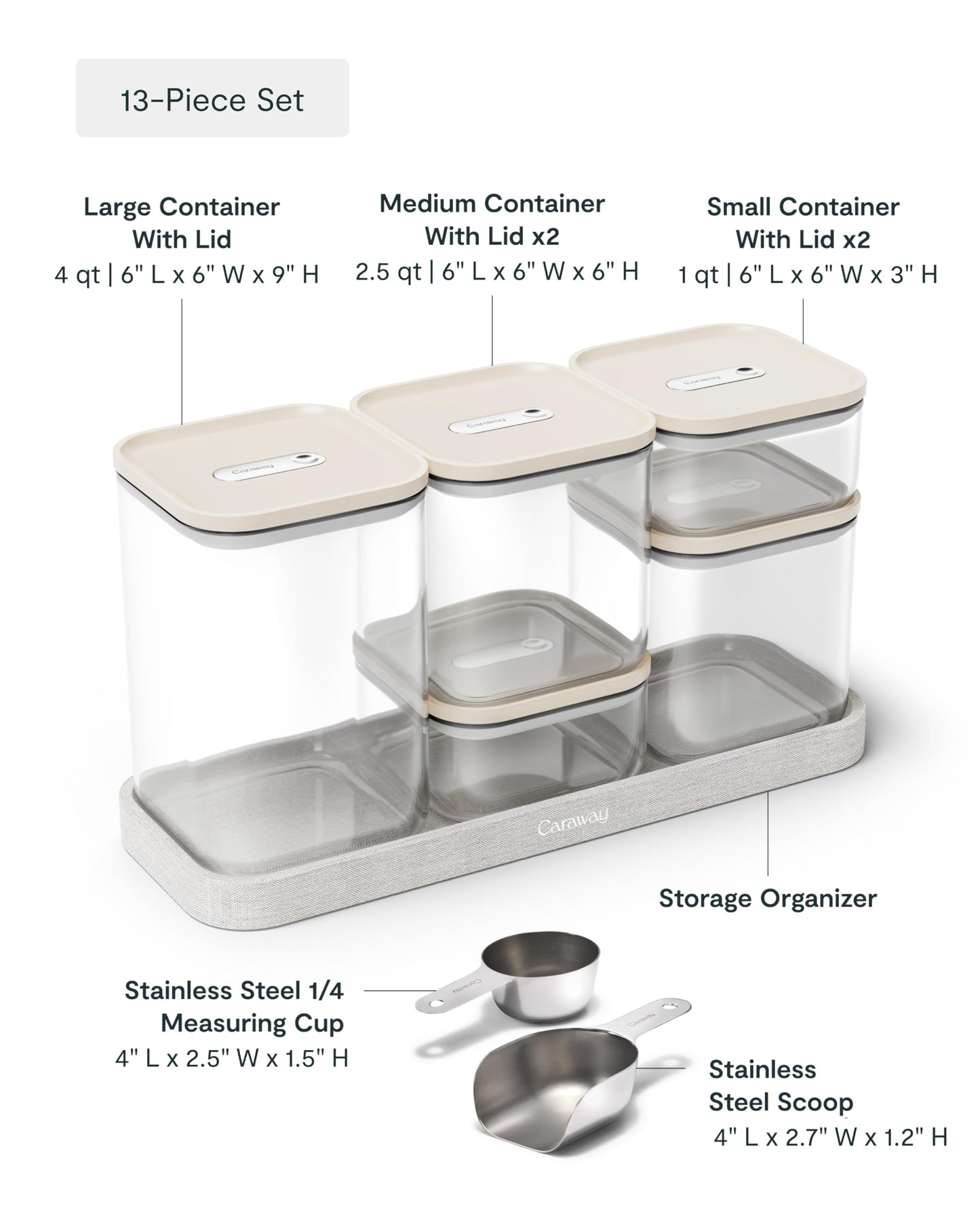 Caraway 13-Piece Glass Airtight Food Storage Containers with Lids - Non-Toxic, BPA-Free Kitchen Storage Containers - Stackable, Space-Saving Airtight…