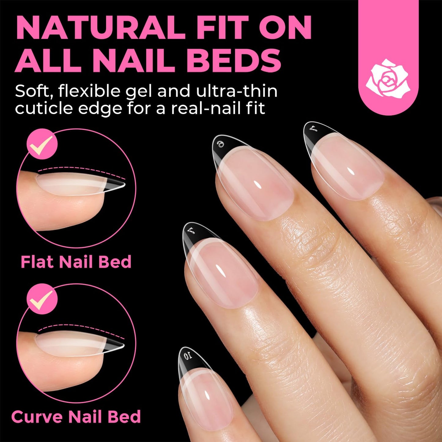 UNA GELLA Short Almond Nail Tips: 504PCS Short Fake Nails Soft Press On Gel Nail Tips Pre Shaped Almond Shape Home Nail Extension Full Cover, 12 Sizes Beauty and Personal Care UNA GELLA