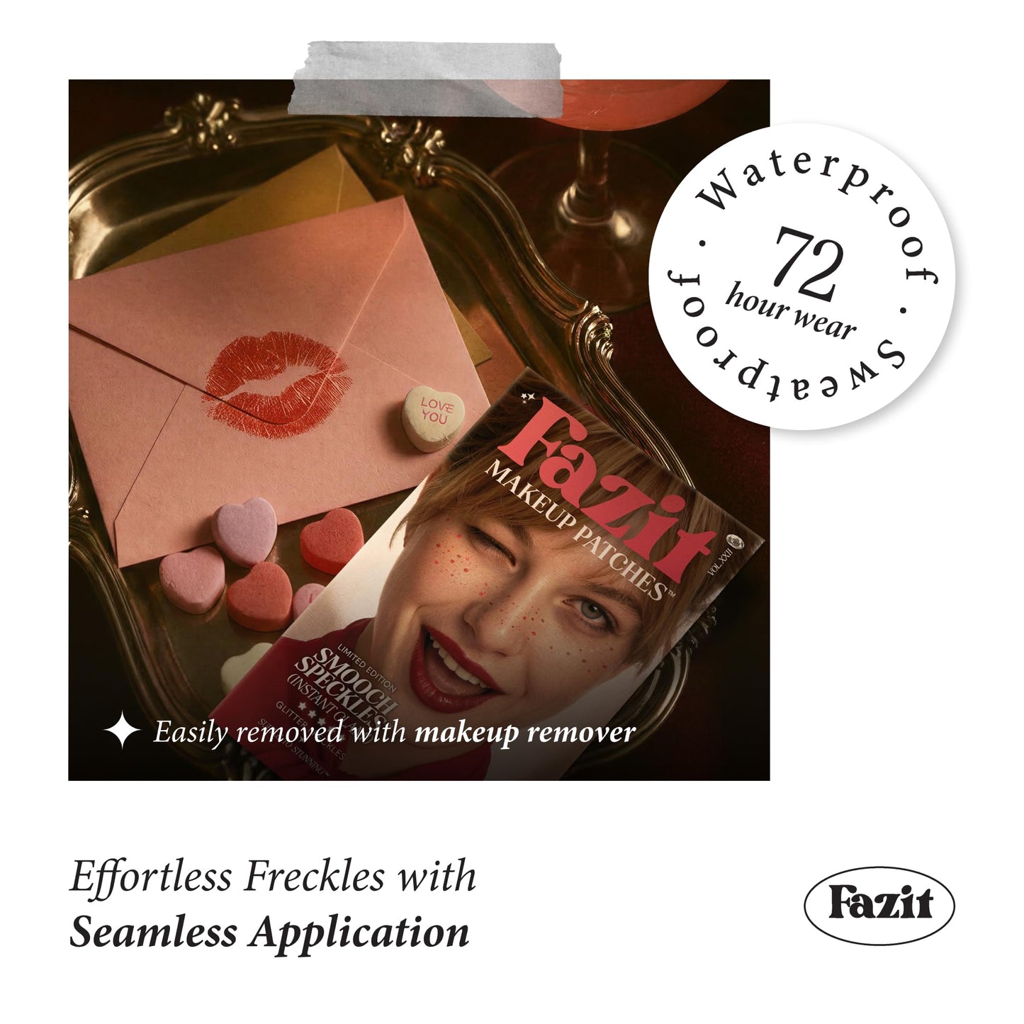 Fazit Makeup Patches - Smooch Speckles - Glow Up Make-Up Patches - Cute Glitter Makeup Accessories for Women - Cosmetic Glitter for Face