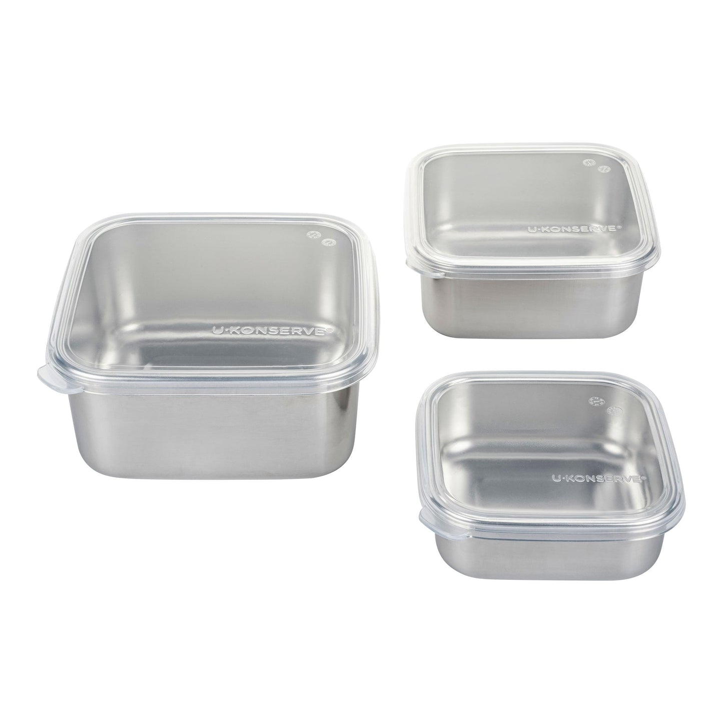 U Konserve Stainless Steel Nested Trio Food Storage Container Bento Box, Set of 3 (15, 30, & 50 oz), Leak Resistant, Silicone Lid, Dishwasher Safe…