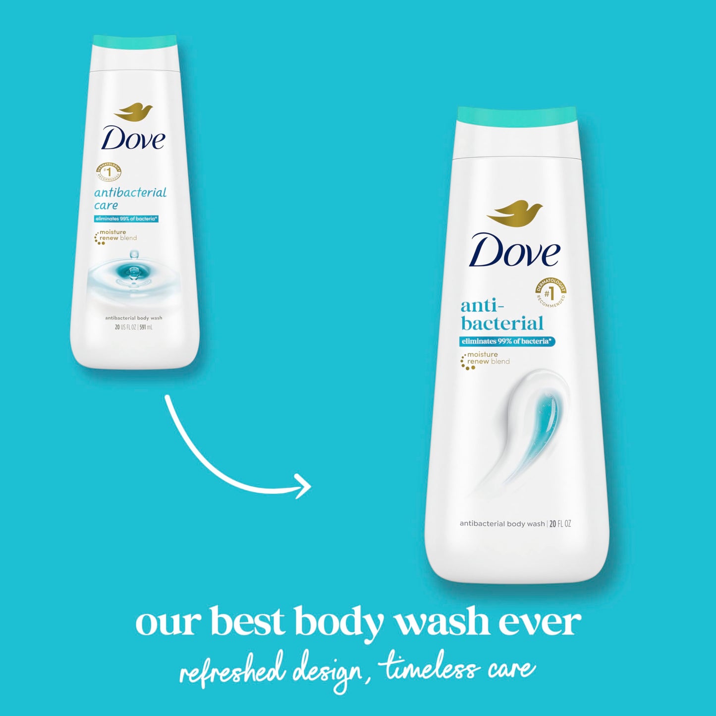 Dove Body Wash Antibacterial For All Skin Types Protects from Dryness 20 oz